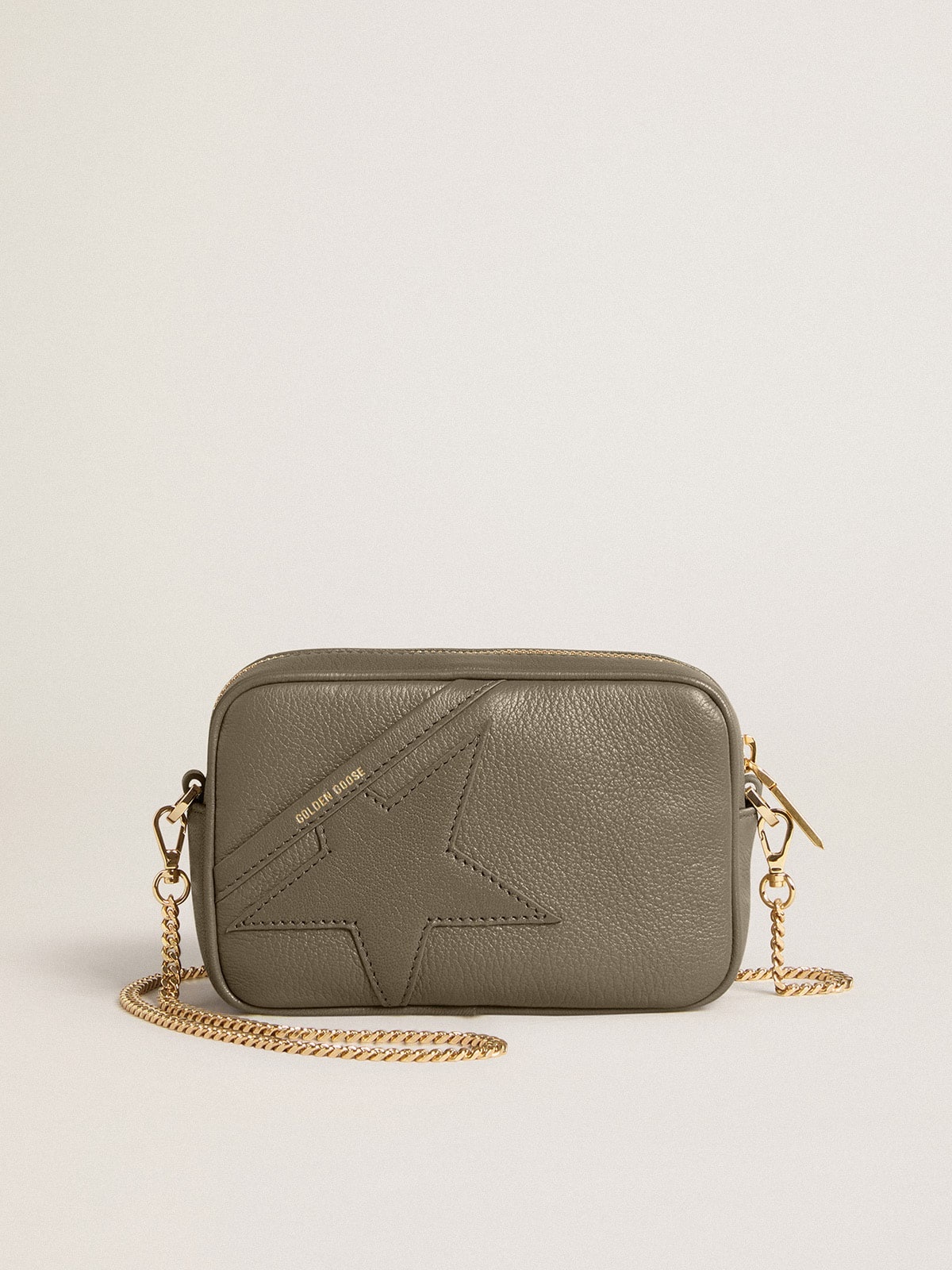 Mini Star Bag in sage-green leather with tone-on-tone star - 1