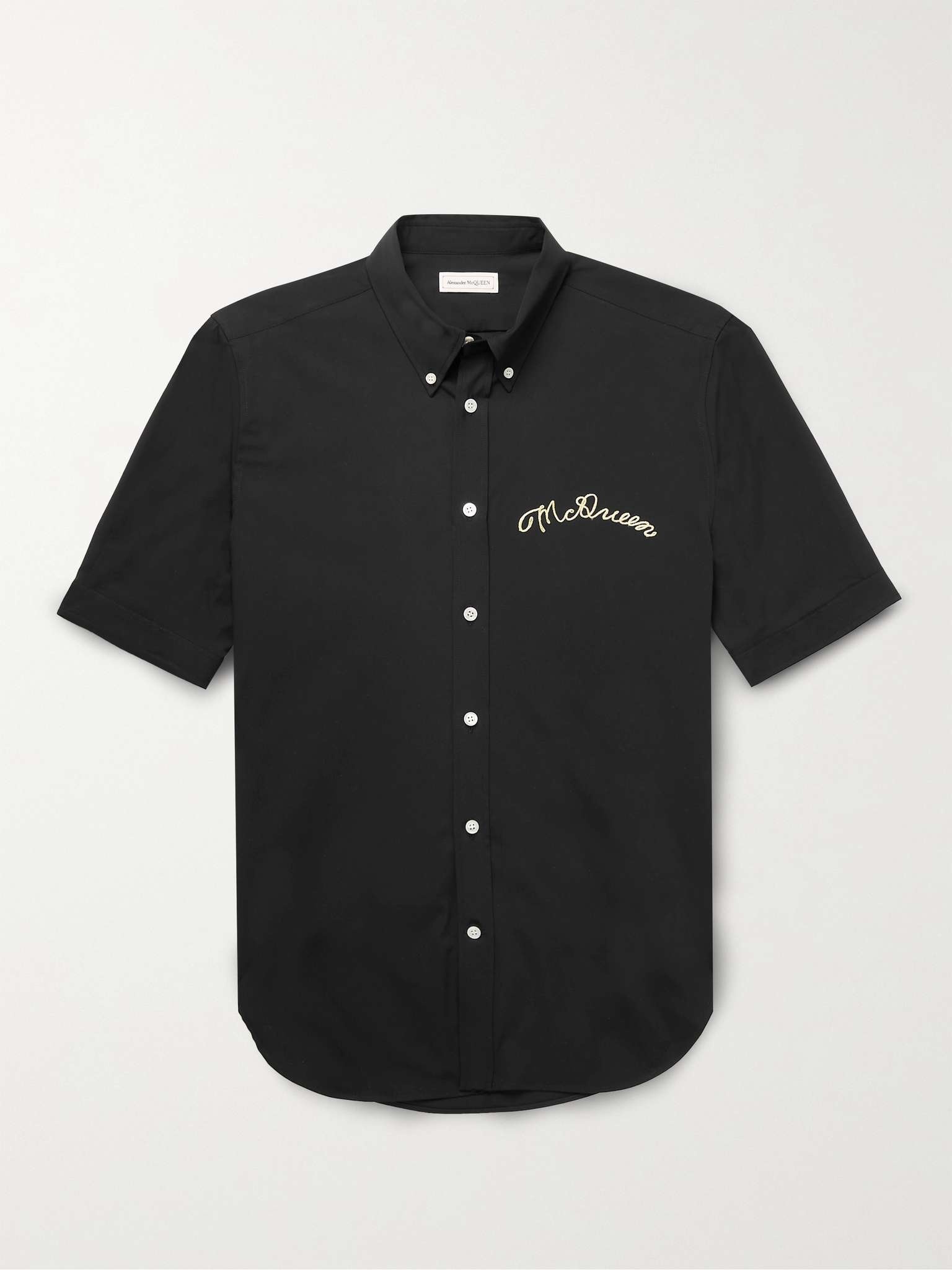 Slim-Fit Button-Down Collar Logo-Embroidered Cotton-Blend Shirt - 1