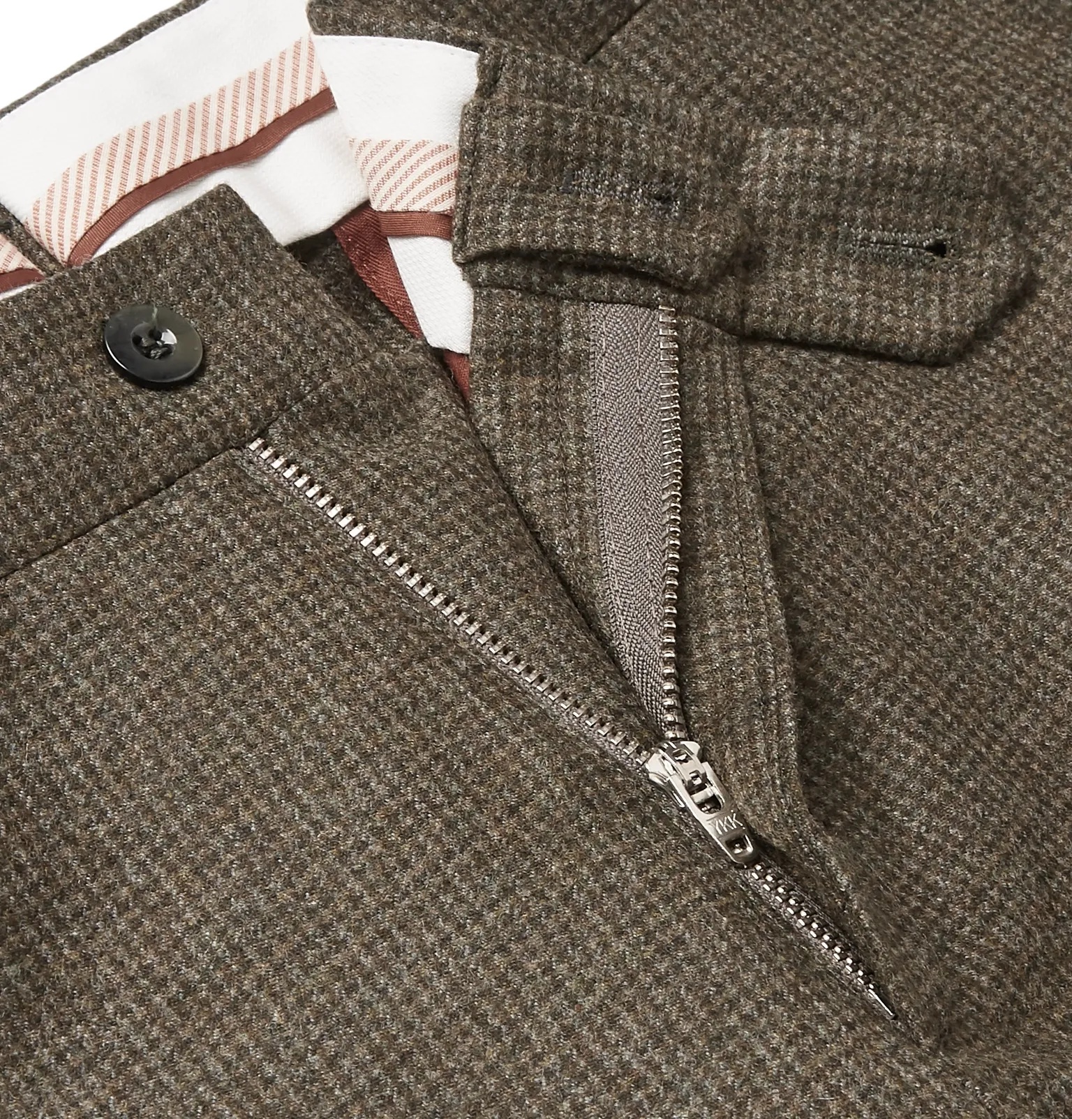 Grey Slim-Fit Puppytooth Wool and Cashmere-Blend Trousers - 9