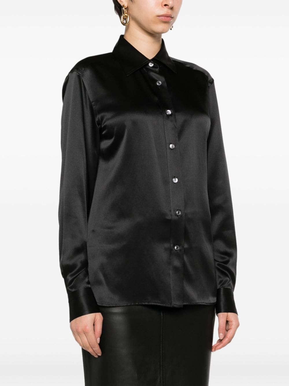 classic-collar silk shirt - 3