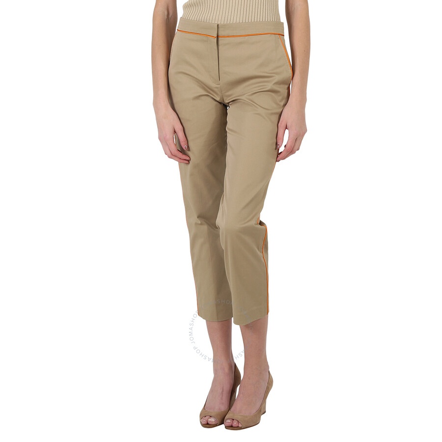 Burberry Ladies Silk Trim Cropped Cotton Chinos - 3