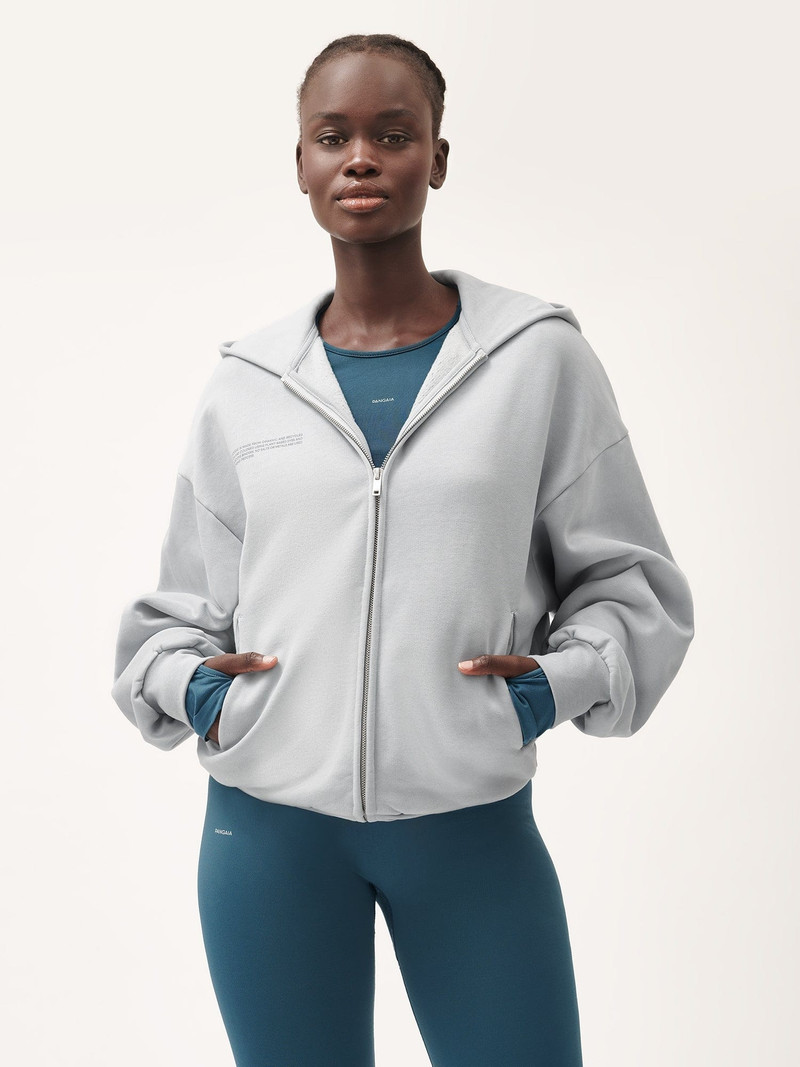 PANGAIA Womens Natural Dye Oversized Hoodie - Midnight Fog Grey outlook