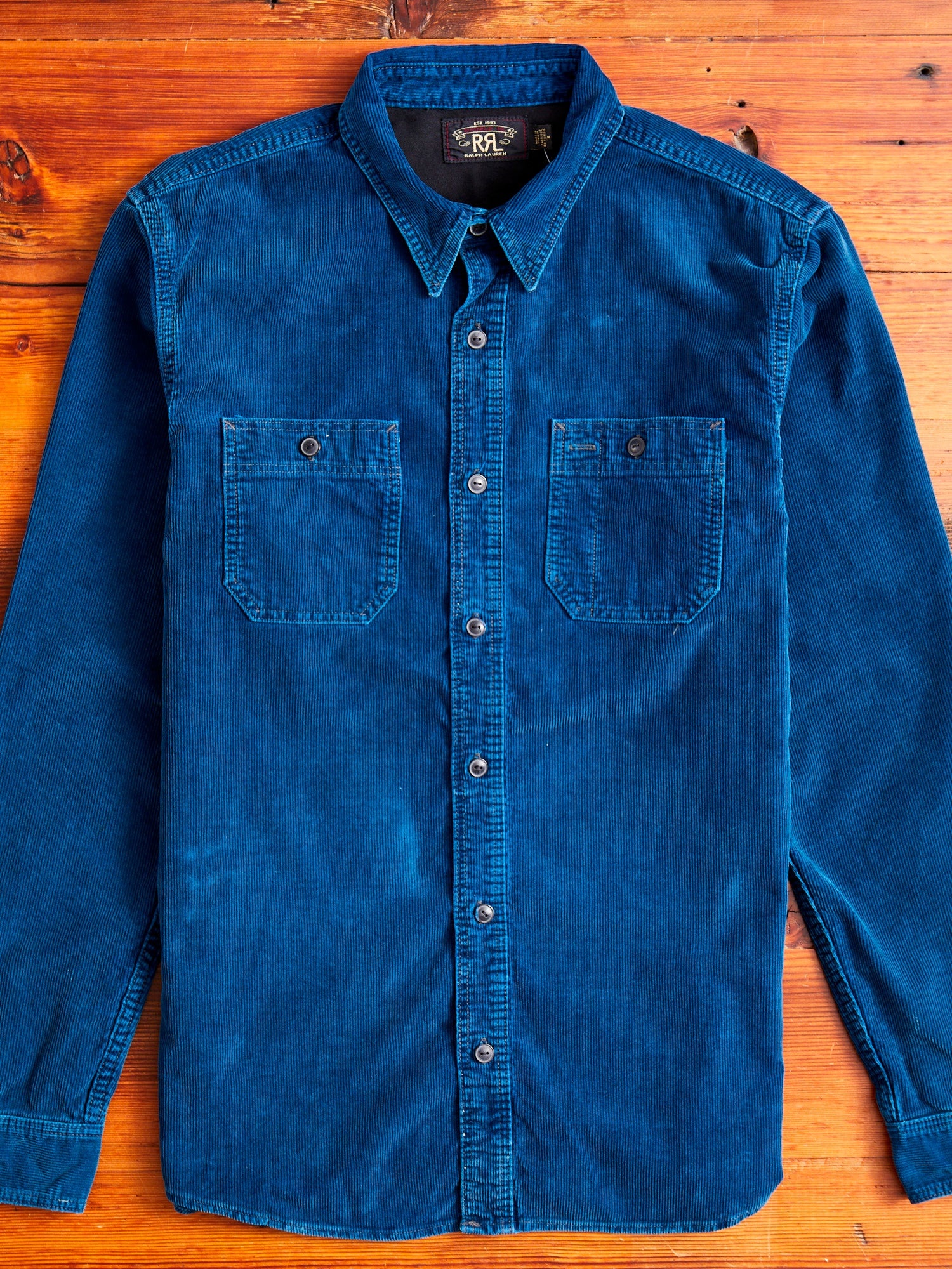 RRL by Ralph Lauren Cameron Corduroy Workshirt in Medium Indigo