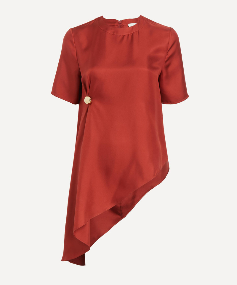 Madea Asymmetric Silk-Twill Top 1