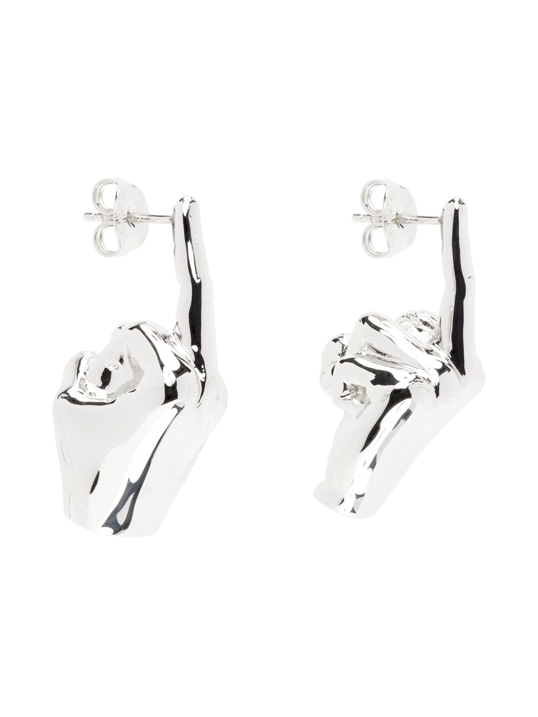 Silver Mini Fuck You Earrings - 2
