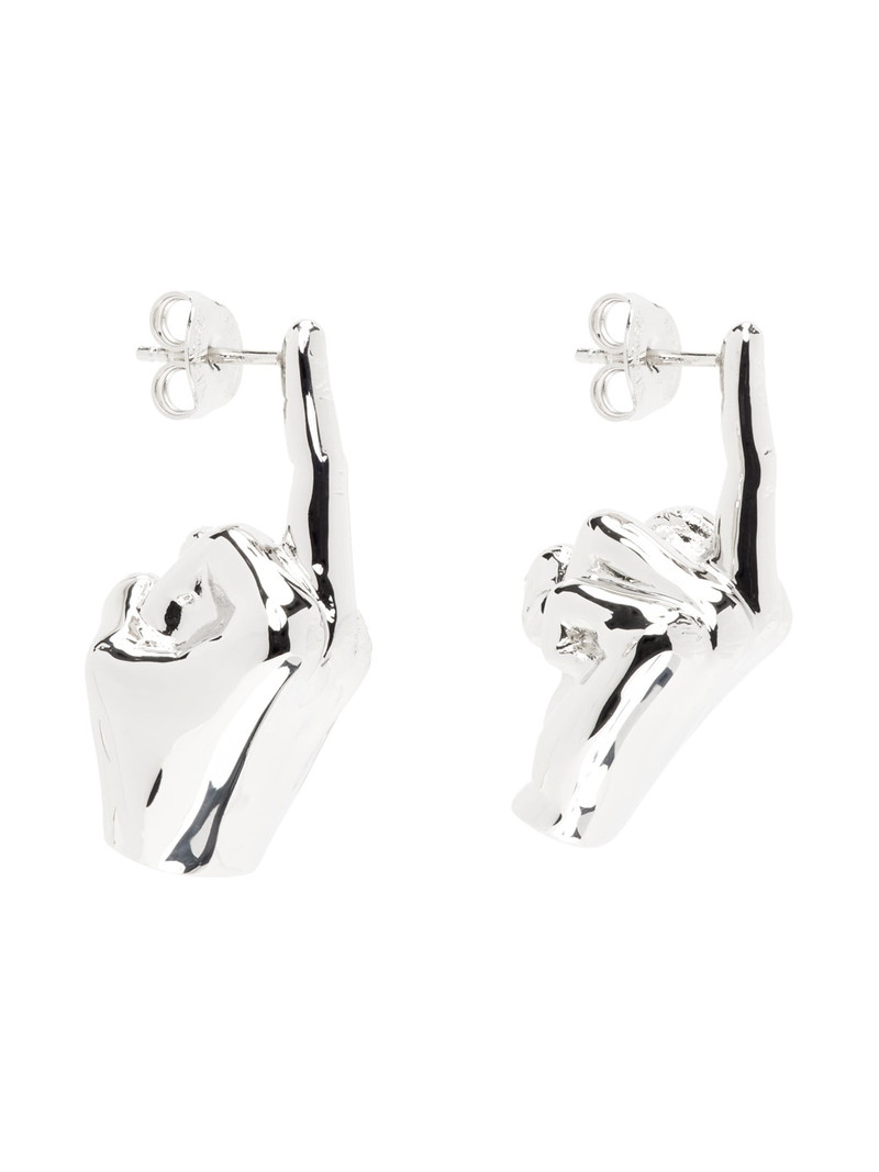 Y/Project Silver Mini Fuck You Earrings outlook