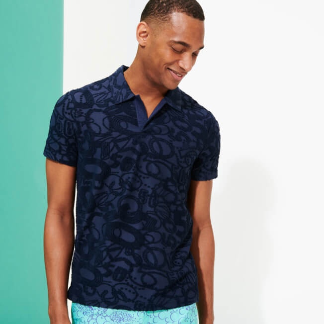 Men Terry Jacquard Polo Shirt Solid - 3