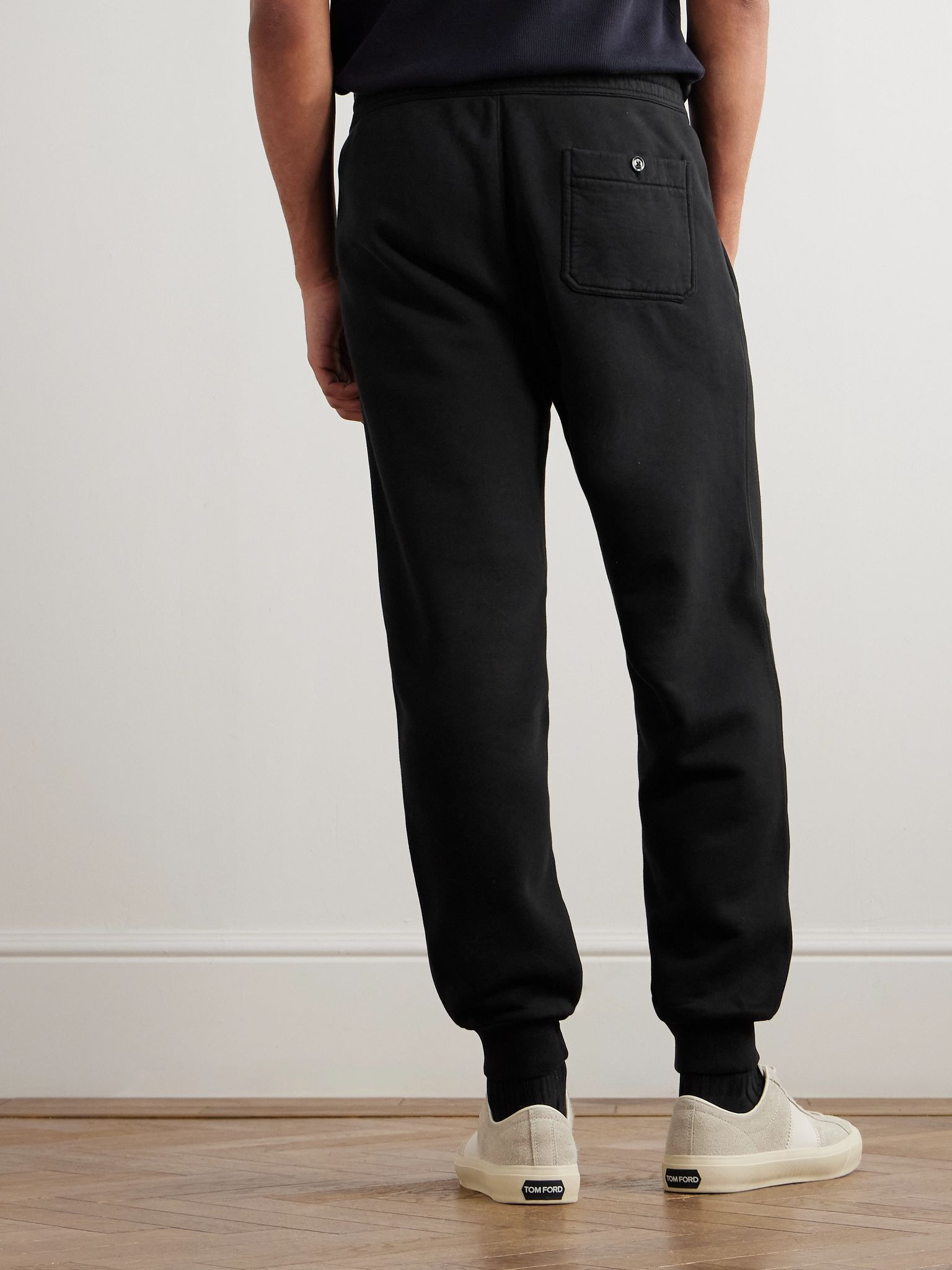 Tapered Cotton-Jersey Sweatpants Black - 4