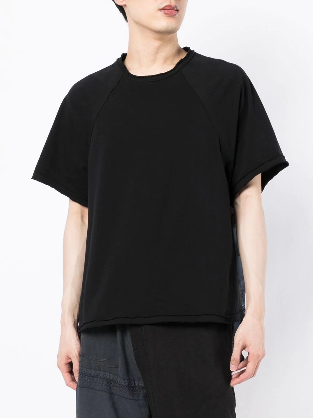 patchwork curved-hem T-Shirt - 3