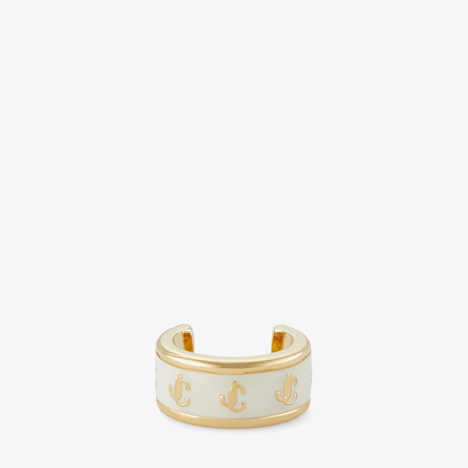 Single JC Ear Cuff
Gold-Finish Metal and Latte Enamel JC Ear Cuff - 1