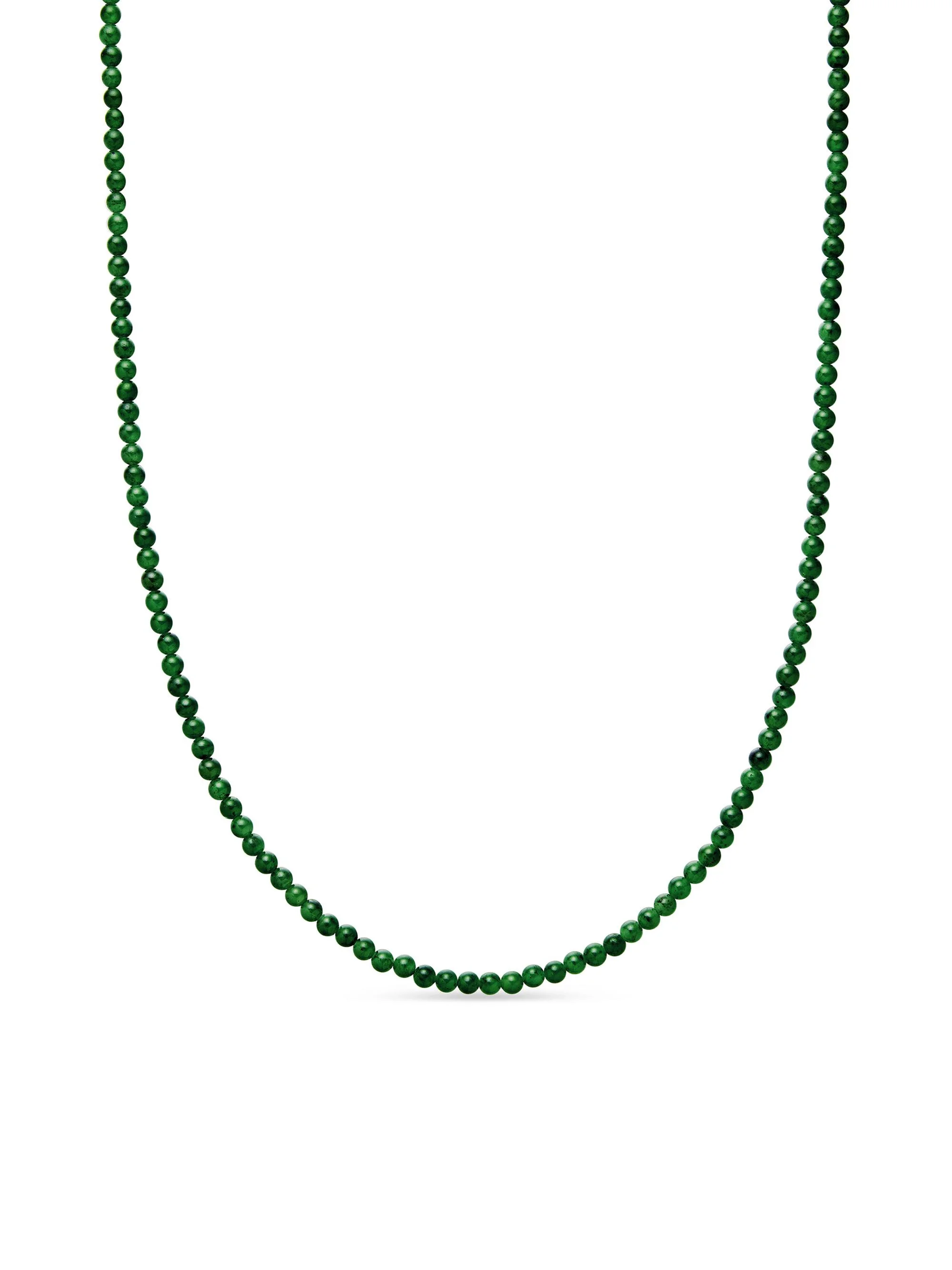 Men's Spiritual Beads Necklace with Nephrite Jade and 18K Yellow Gold - Green - 1