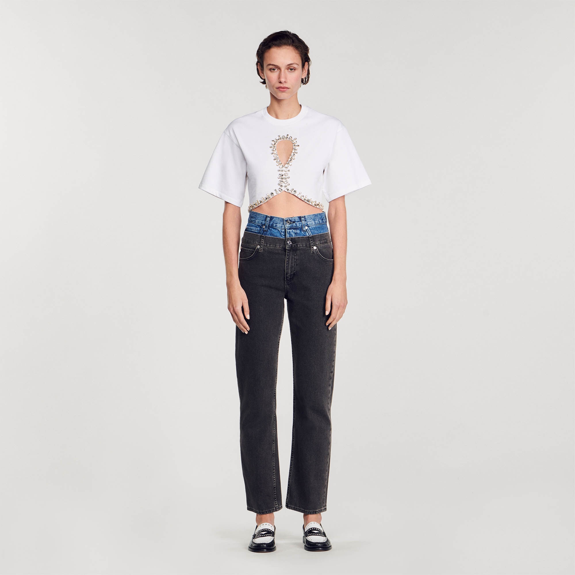 RHINESTONE CROPPED T-SHIRT - 3