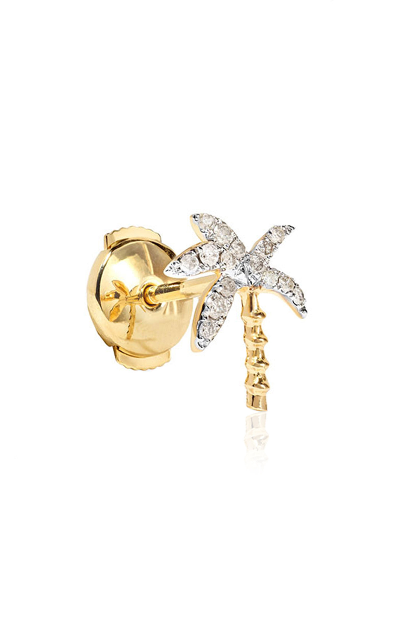 18K Gold Diamond Single Earring white - 3