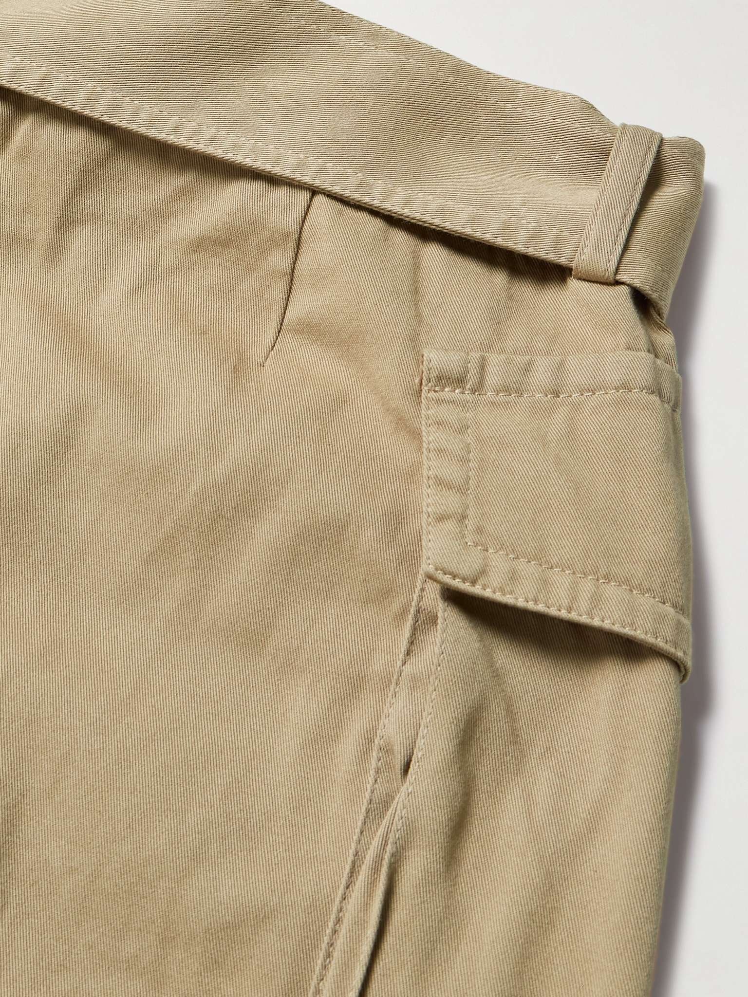 Straight-Leg Belted Frayed Cotton-Gabardine Cargo Shorts - 5