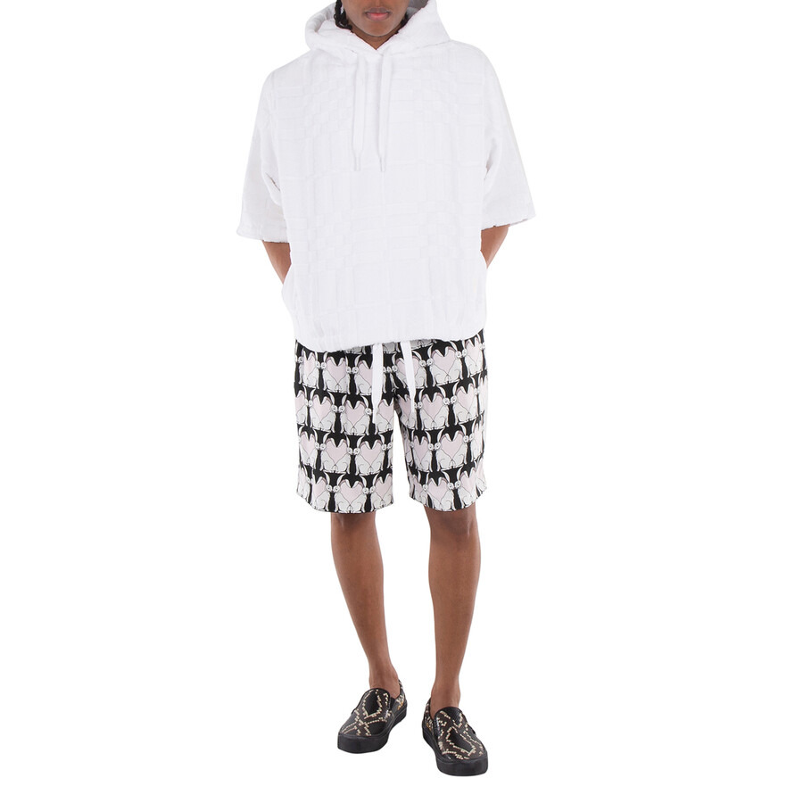 Burberry White Redditton Checked Short-Sleeve Cotton Hoodie - 4