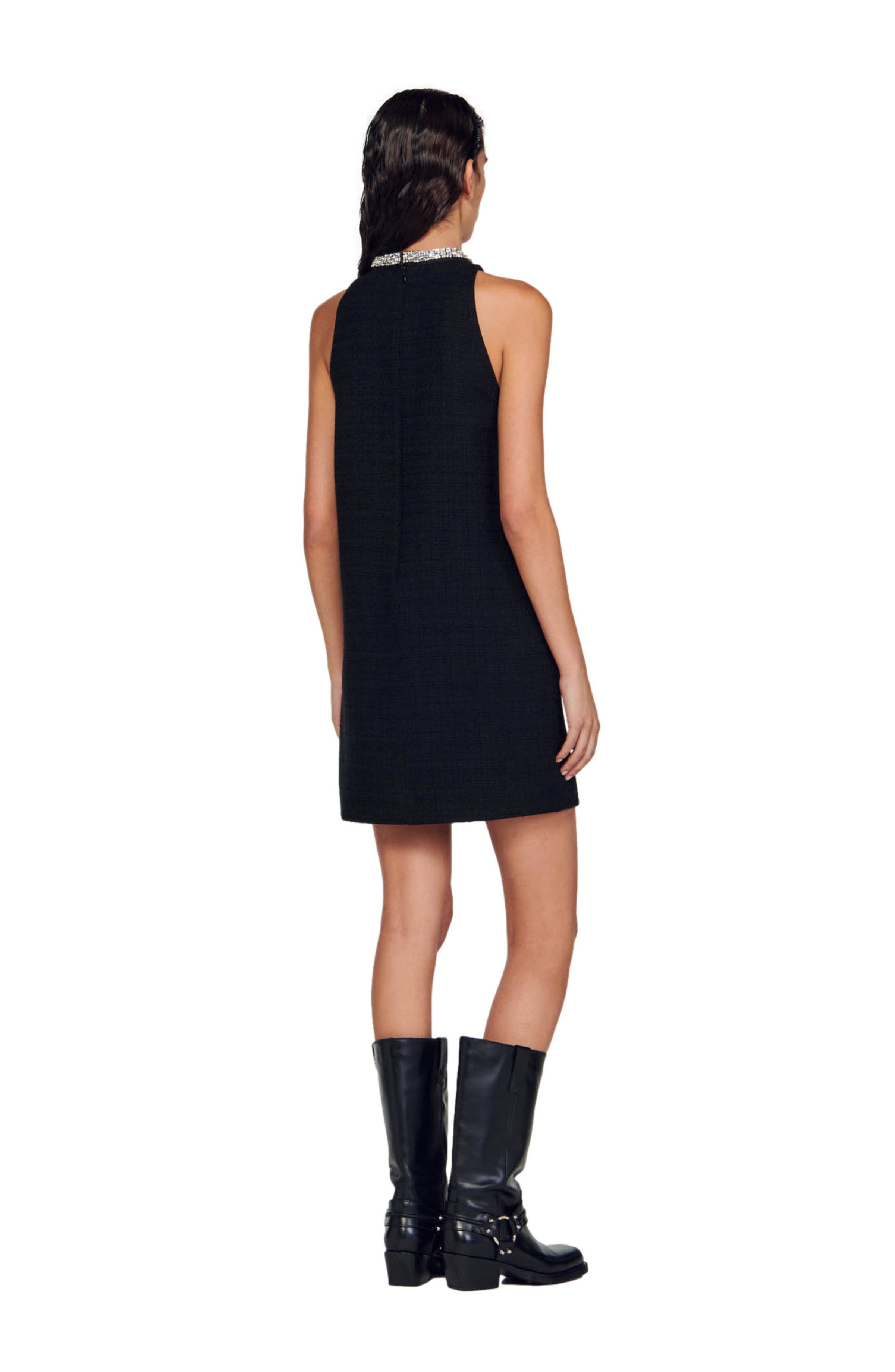 SANDRO Dress with jewellery collar in Black at Nordstrom - 2