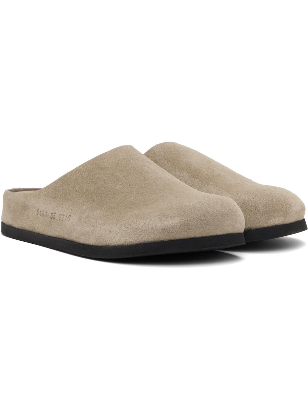 Taupe Suede Slip-on Loafers - 4