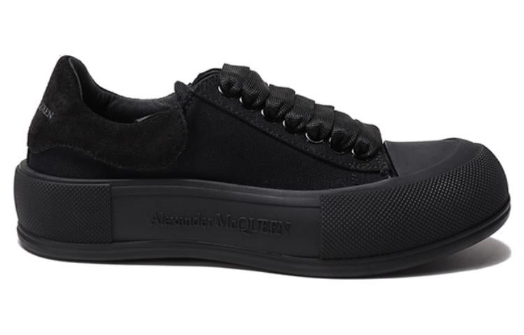 (WMNS) Alexander McQueen Deck Skate Plimsoll Shoes 'Black' 697120W4MV71000 - 2