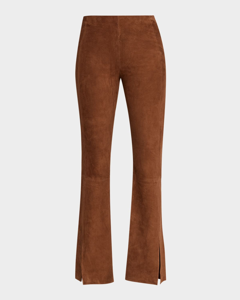 Suede Slit Flare Pants 1