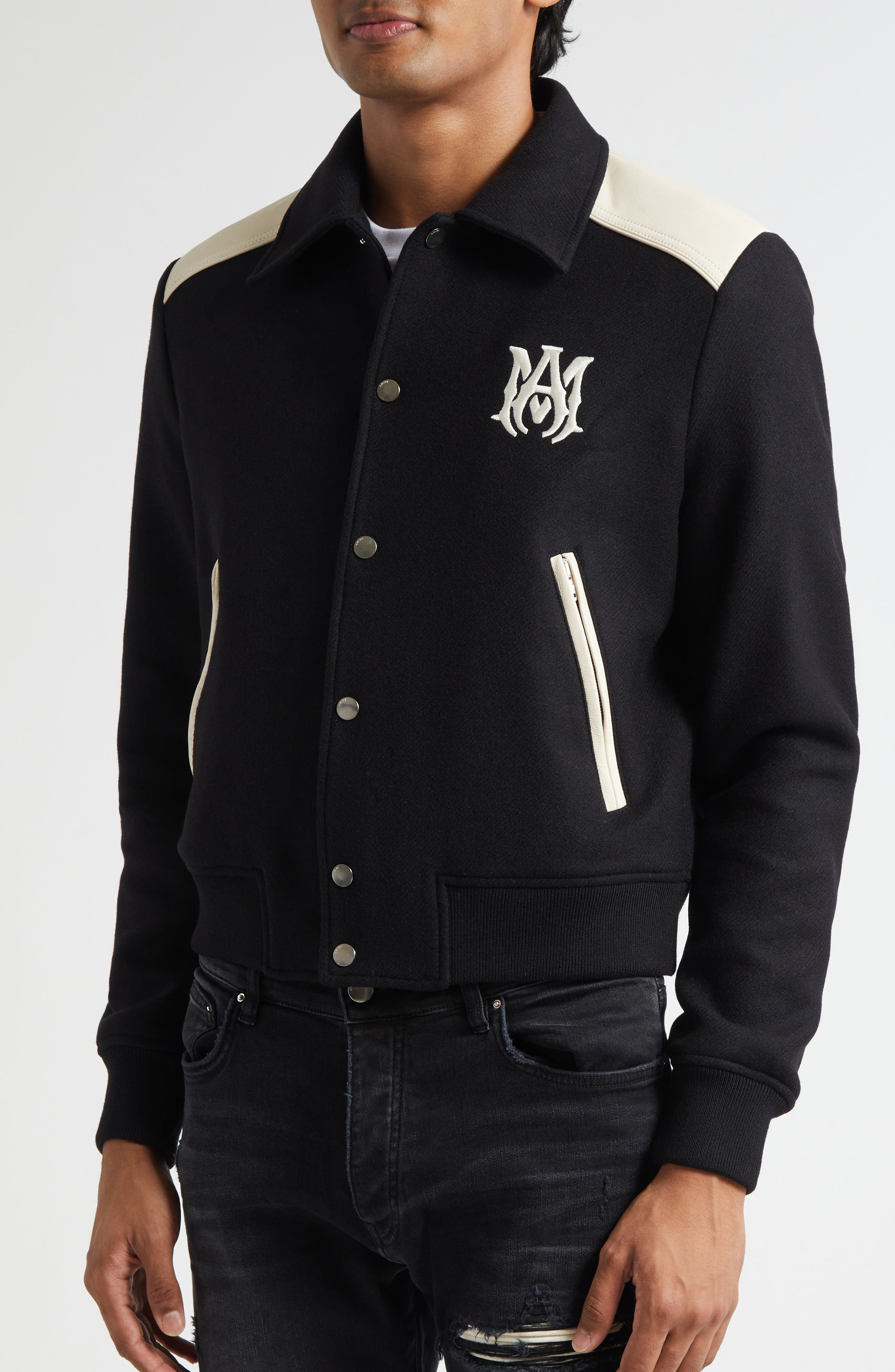 AMIRI MA Mixed Media Band Jacket in Black at Nordstrom - 5