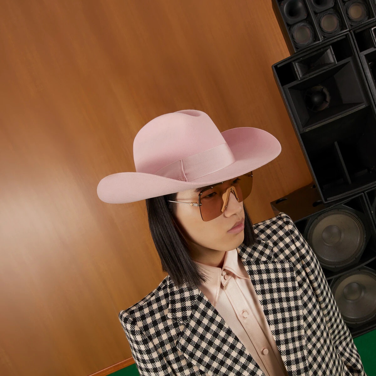 Wide-brimmed felt fedora with Double G - 3