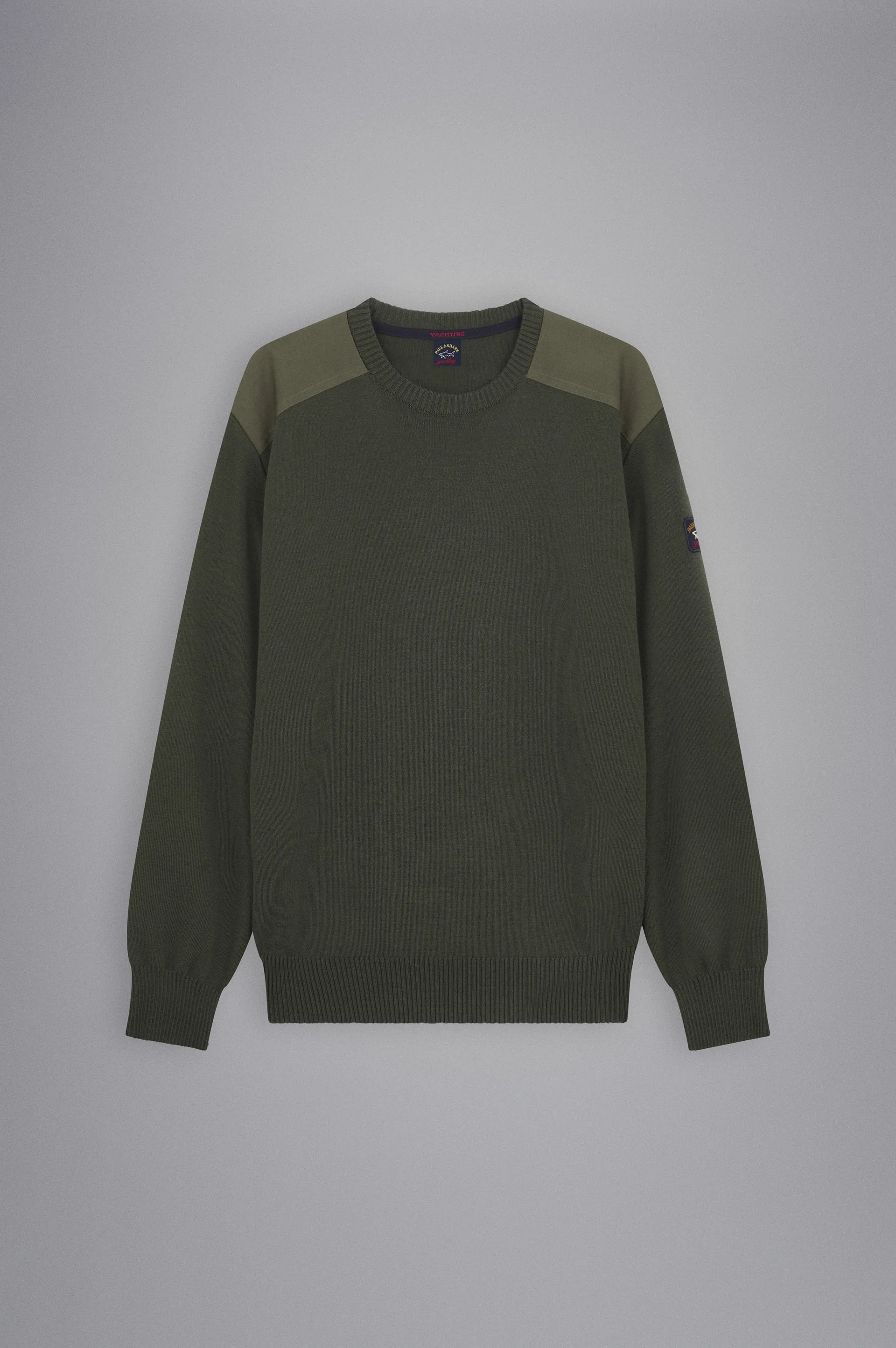 WOOL CREW NECK WITH ICONIC BADGE - 1