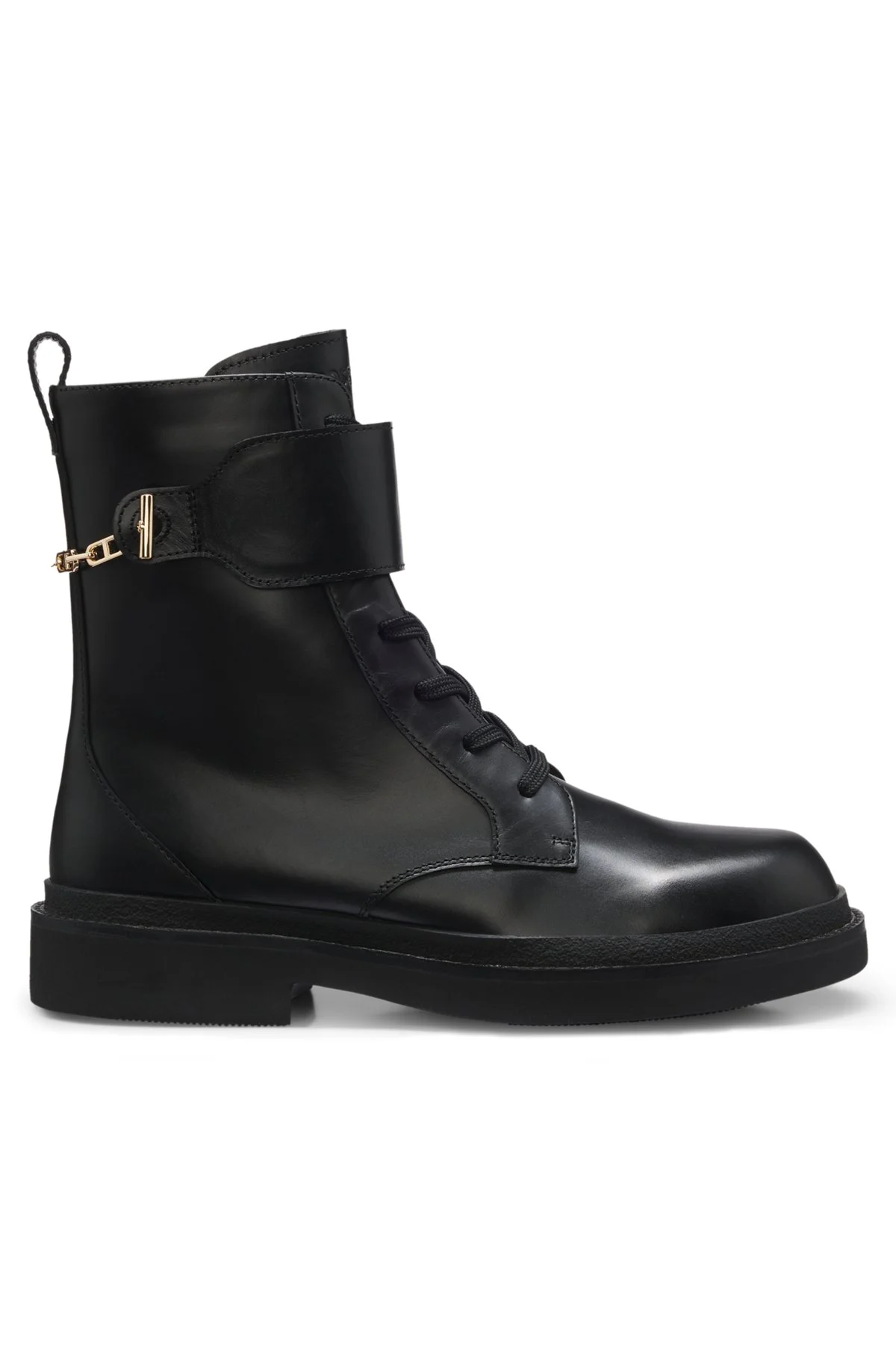 LACE-UP LEATHER BOOTS WITH GOLD-TONE HARDWARE - 1