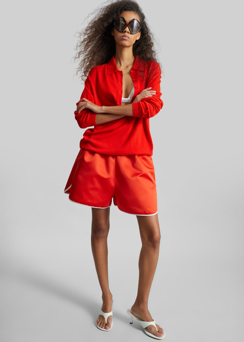Tala Knit V-Neck Polo - Red 7