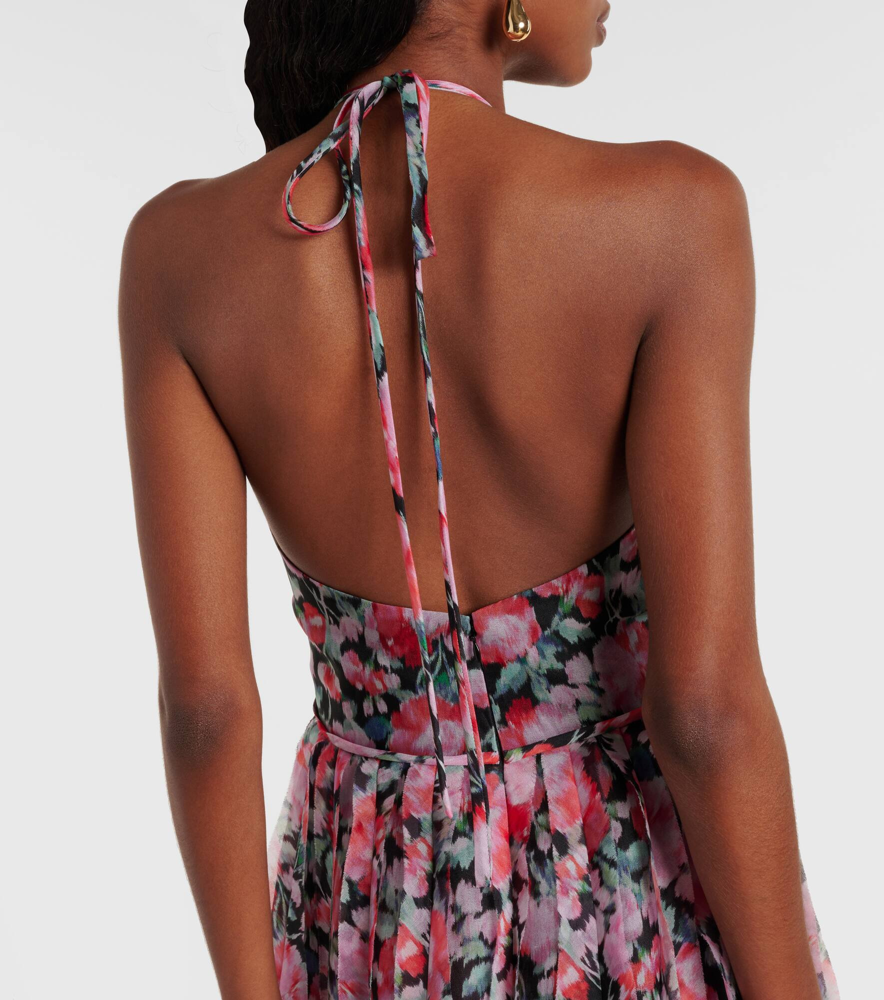 Floral halterneck ruffled gown - 6