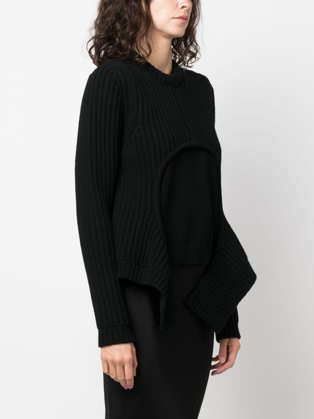 layered ribbed-knit jumper - 3