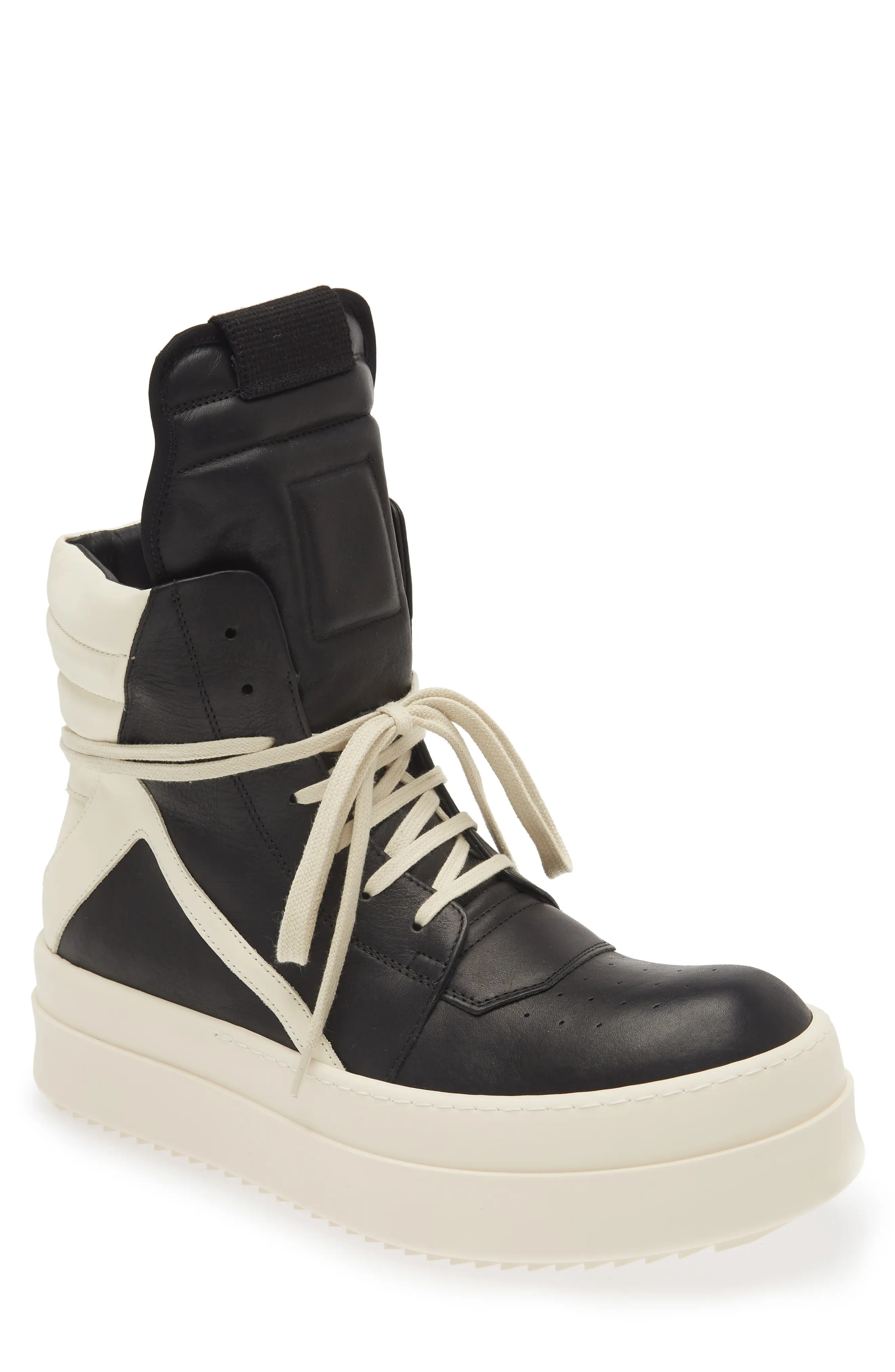 Rick Owens Luxor Geobasket Mega Bumper High Top Sneaker in Black/Milk/Milk  nordstrom REVERSIBLE