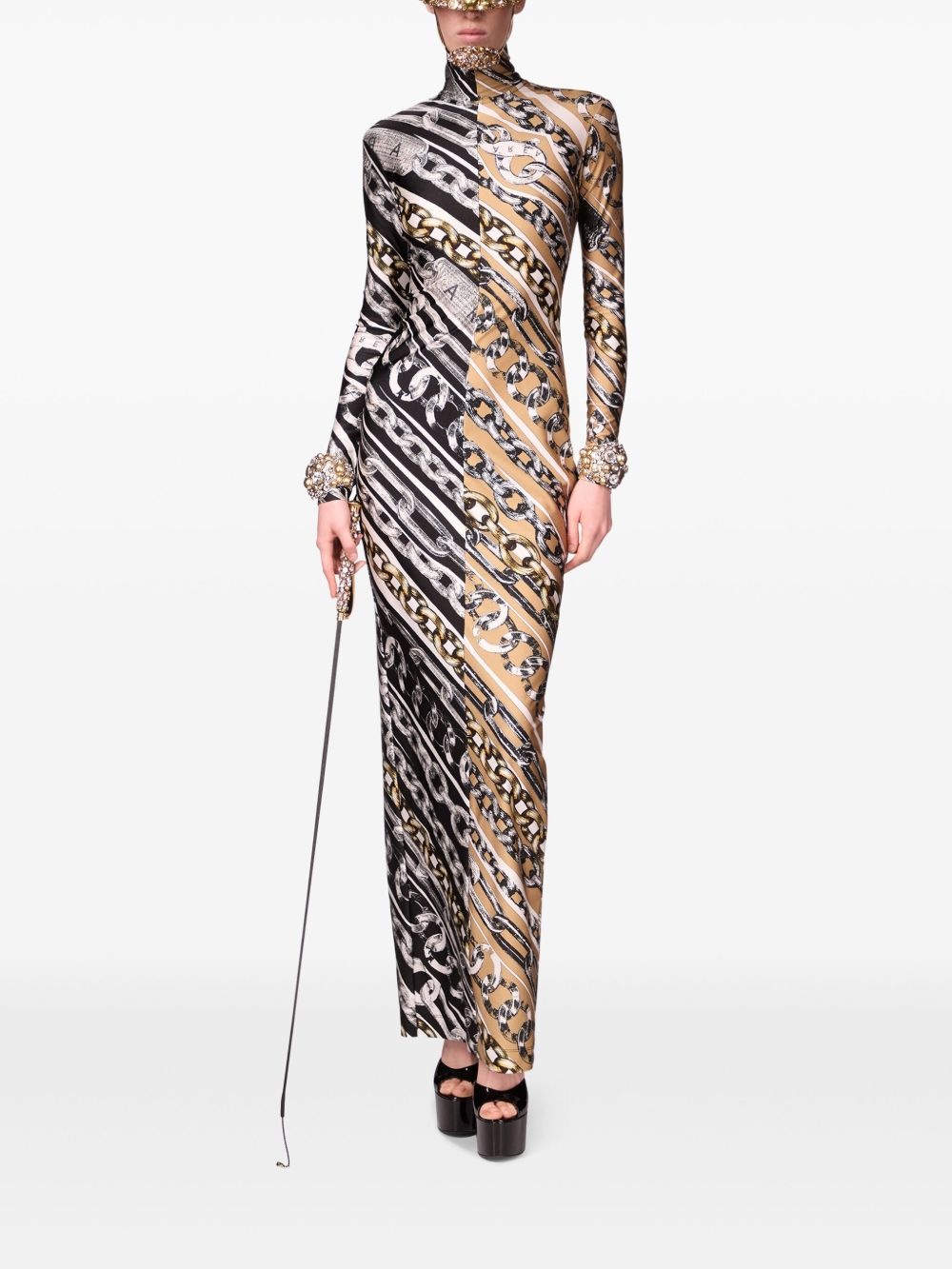 chain link-print dress - 3