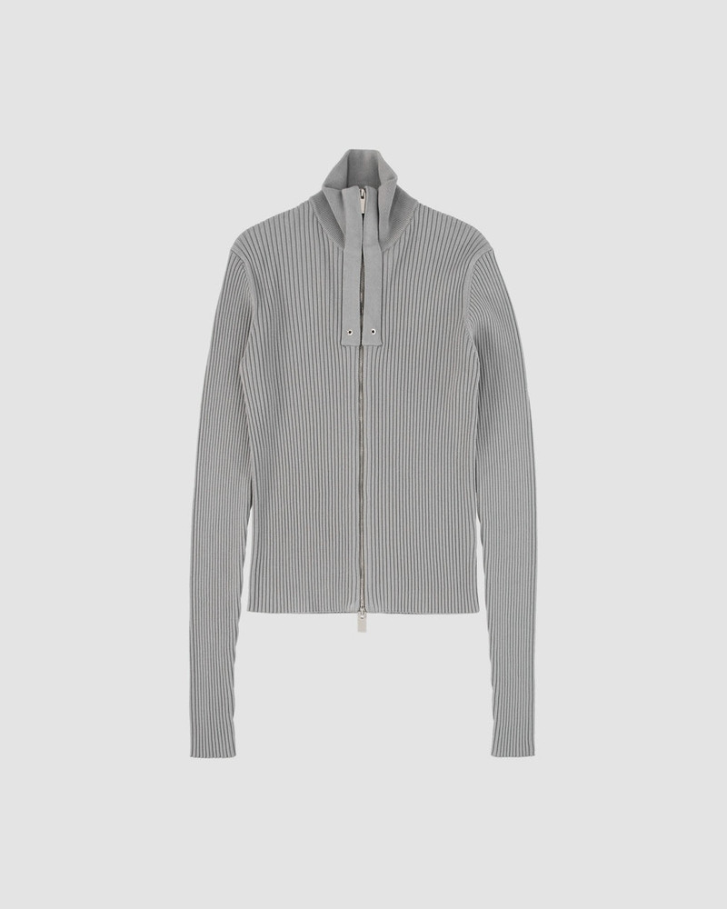 SMALL RIB ZIP UP SWEATER 1