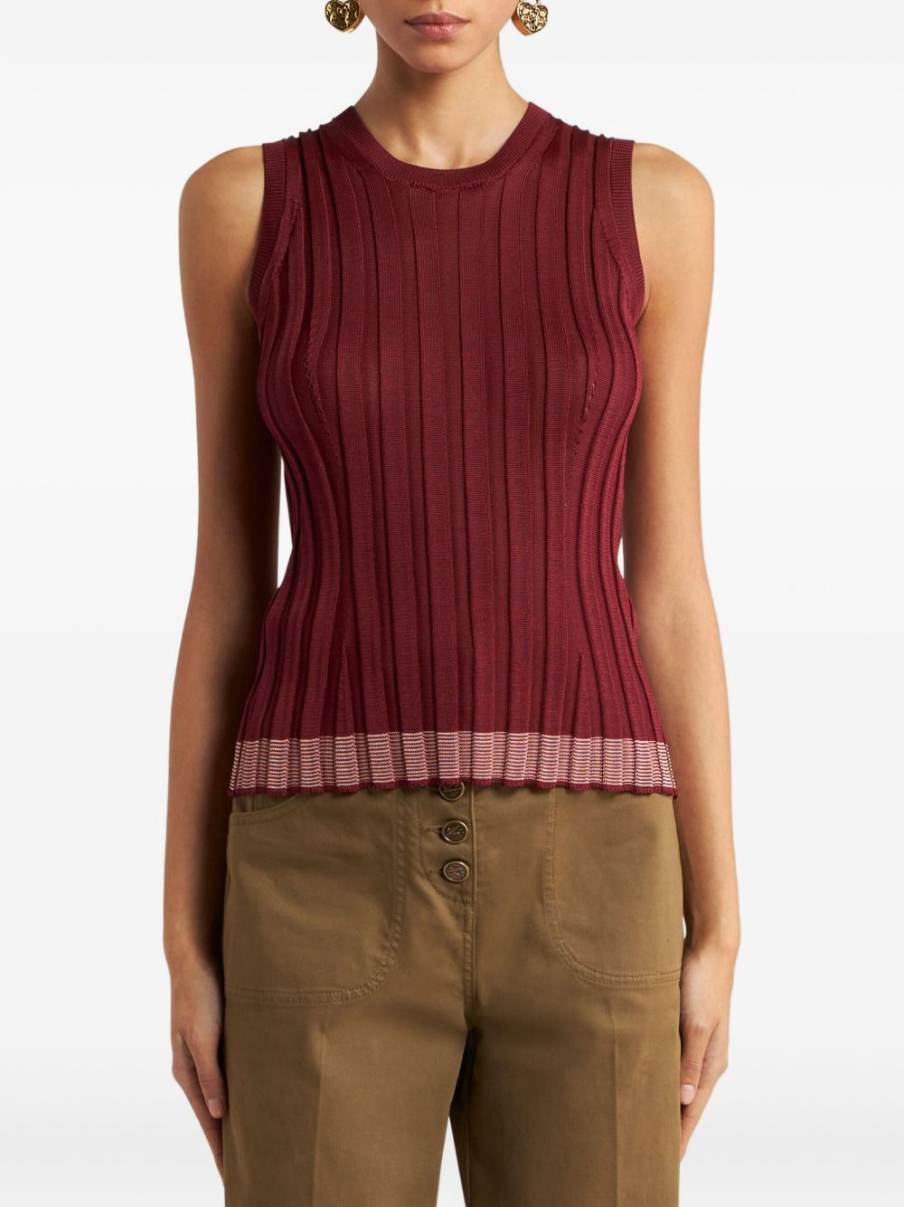 ribbed sleeveless top - 2