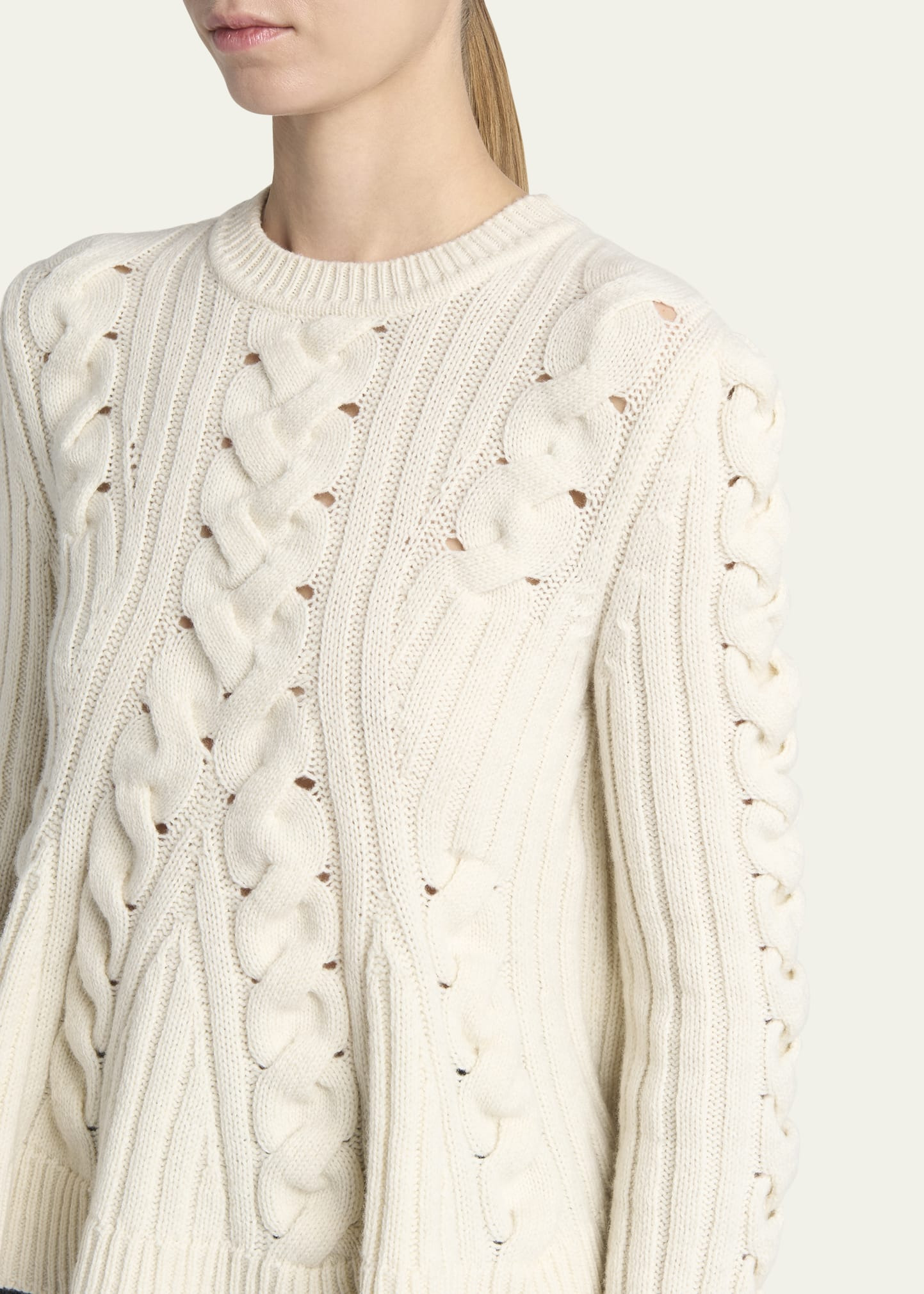 Peplum Cable-Knit Wool Cashmere Sweater - 5