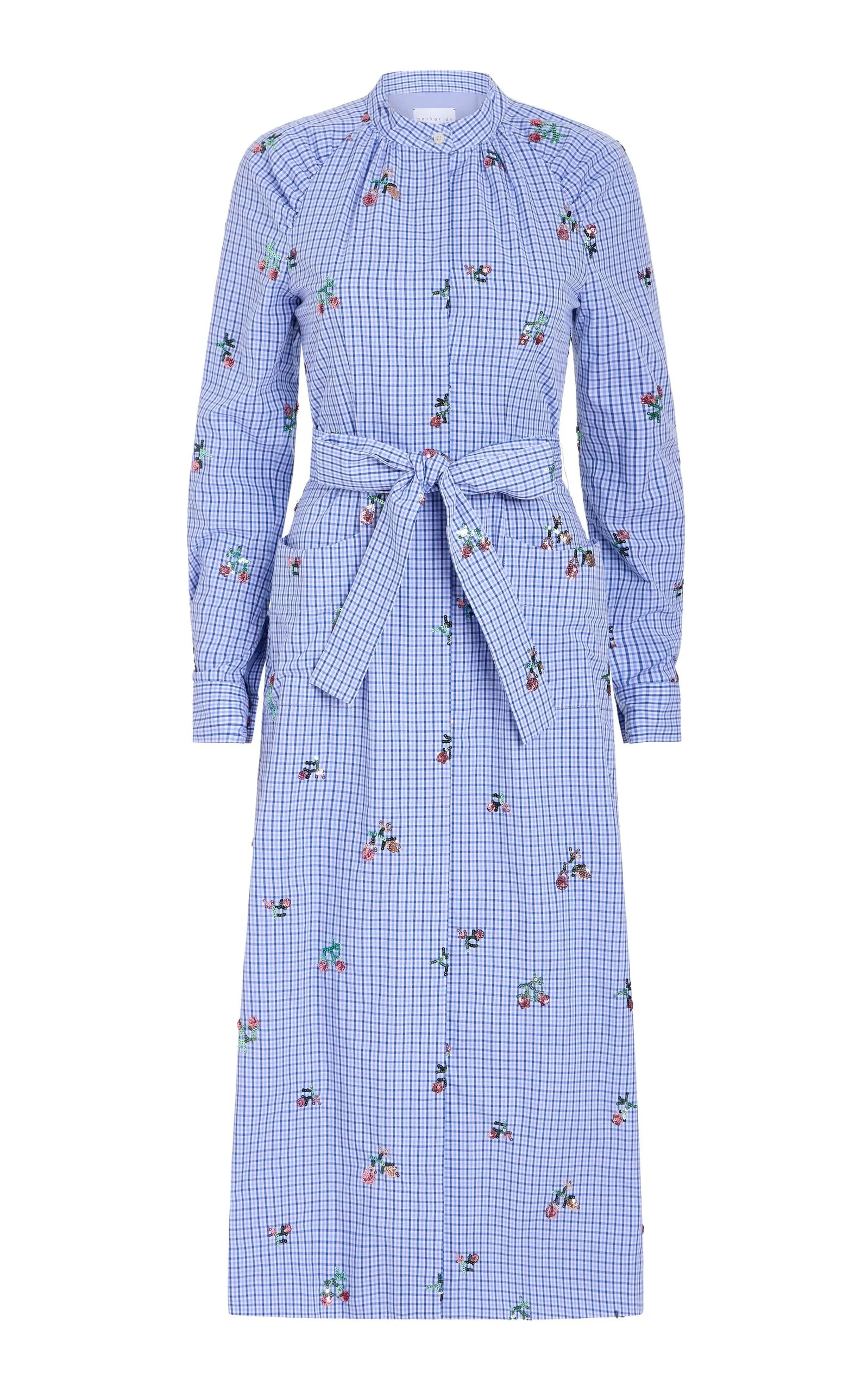 Gazania Sequin Embroidered Shirt Dress - 1