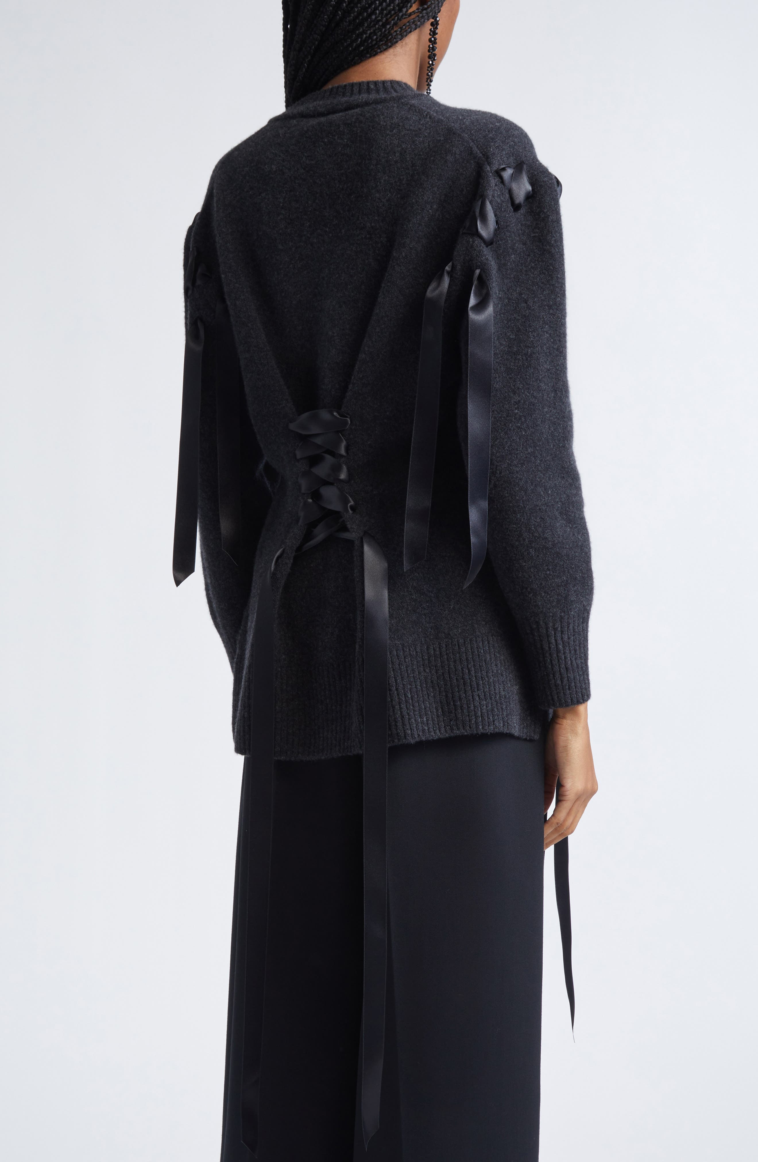 Simone Rocha Sculpted Ribbon Corset Corset in Charcoal at Nordstrom - 3