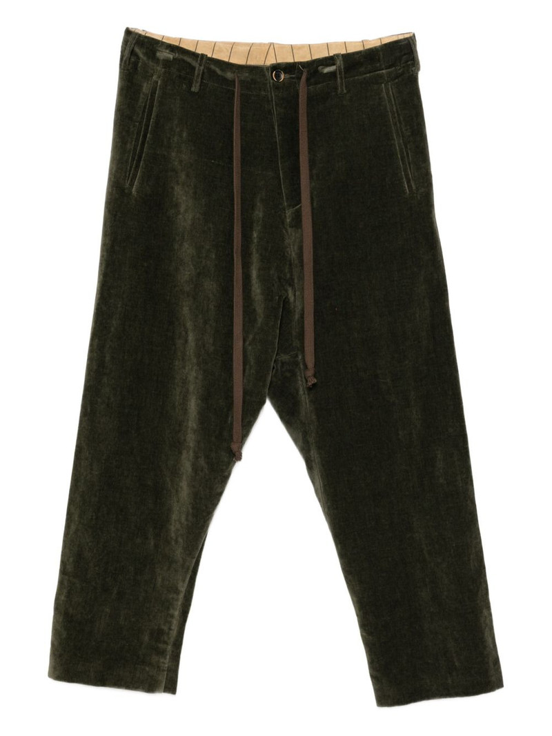 velvet drop-crotch trousers 1