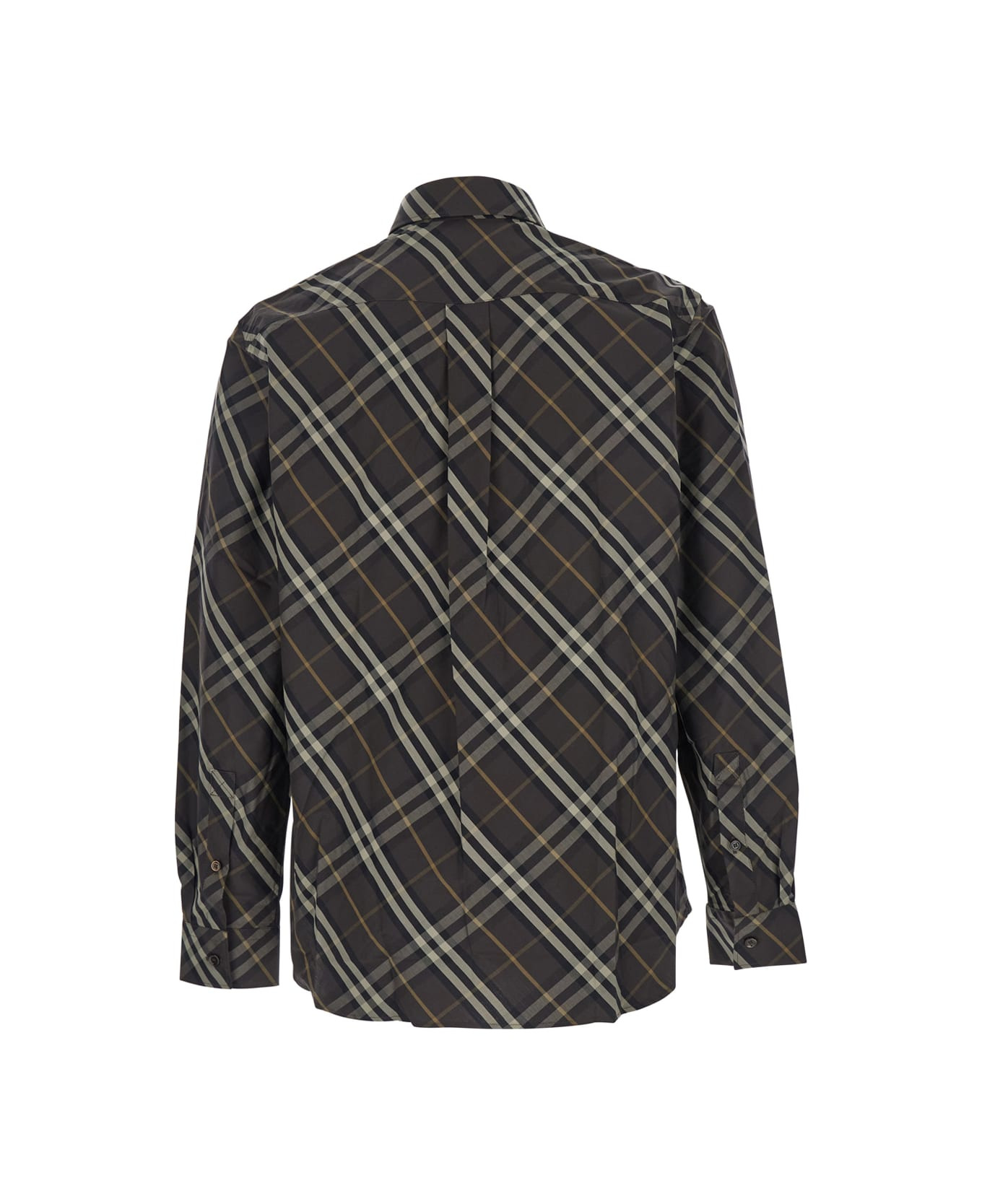 Brown Shirt With All-over Check Motif In Cotton Man - 2