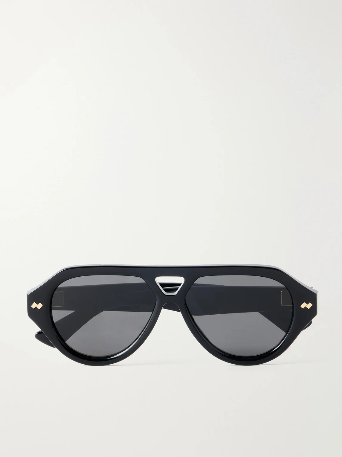 Bold Ribbon Stud Aviator-Style Recycled-Acetate Sunglasses - 1