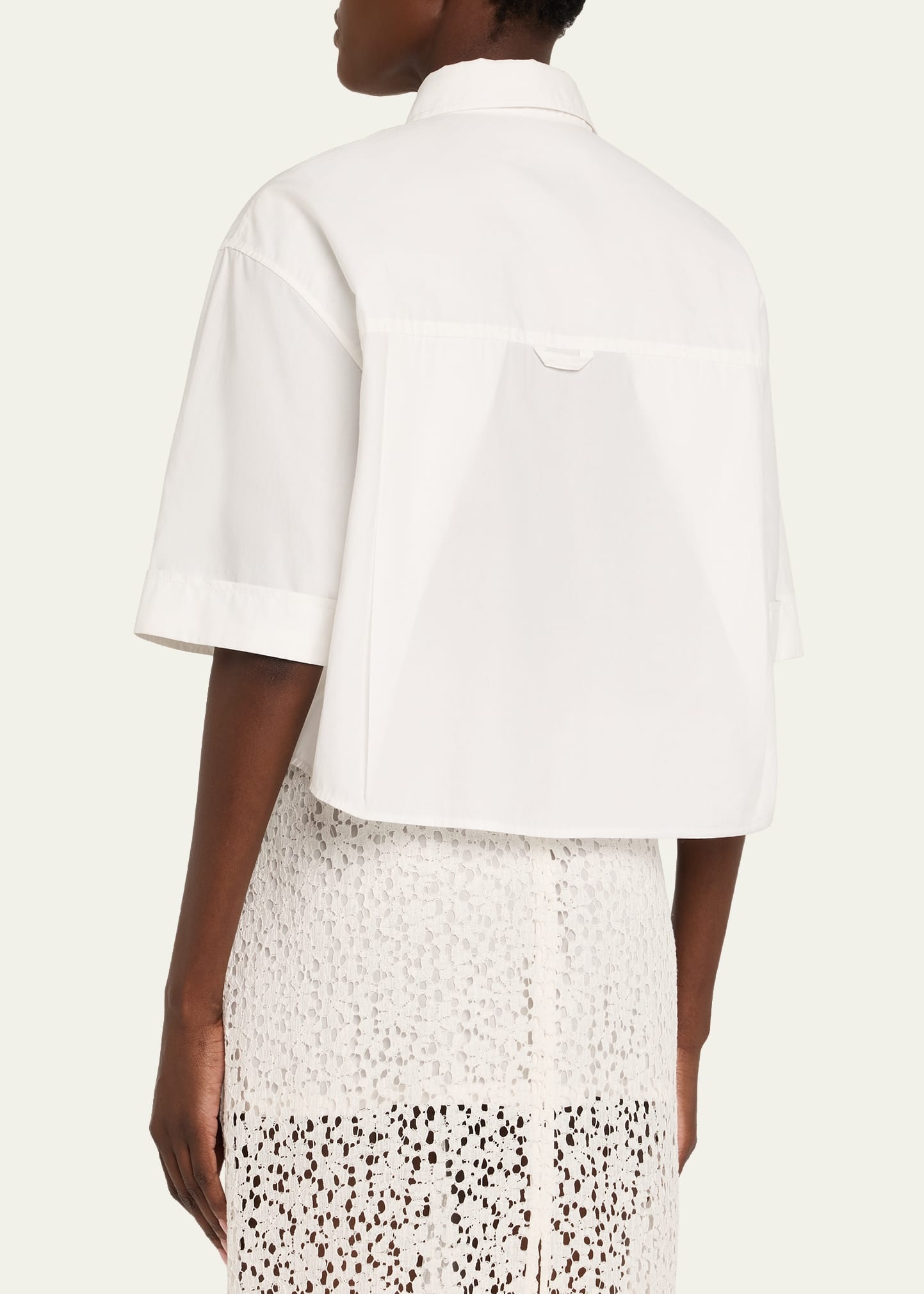 Cropped Oversized Button-Front Shirt - 3