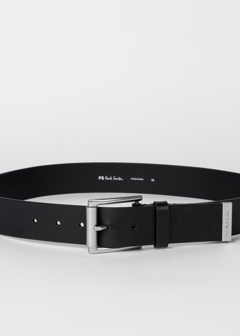 Paul Smith Black 'PS' Embossed Belt outlook