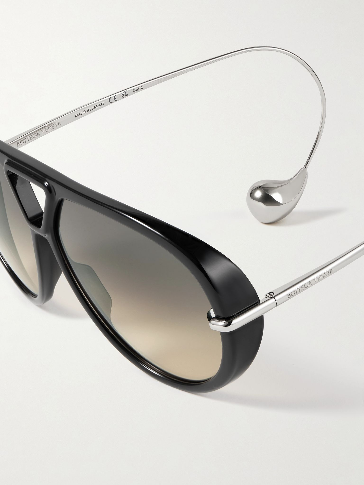 Aviator-style acetate and silver-tone sunglasses Silver - 4