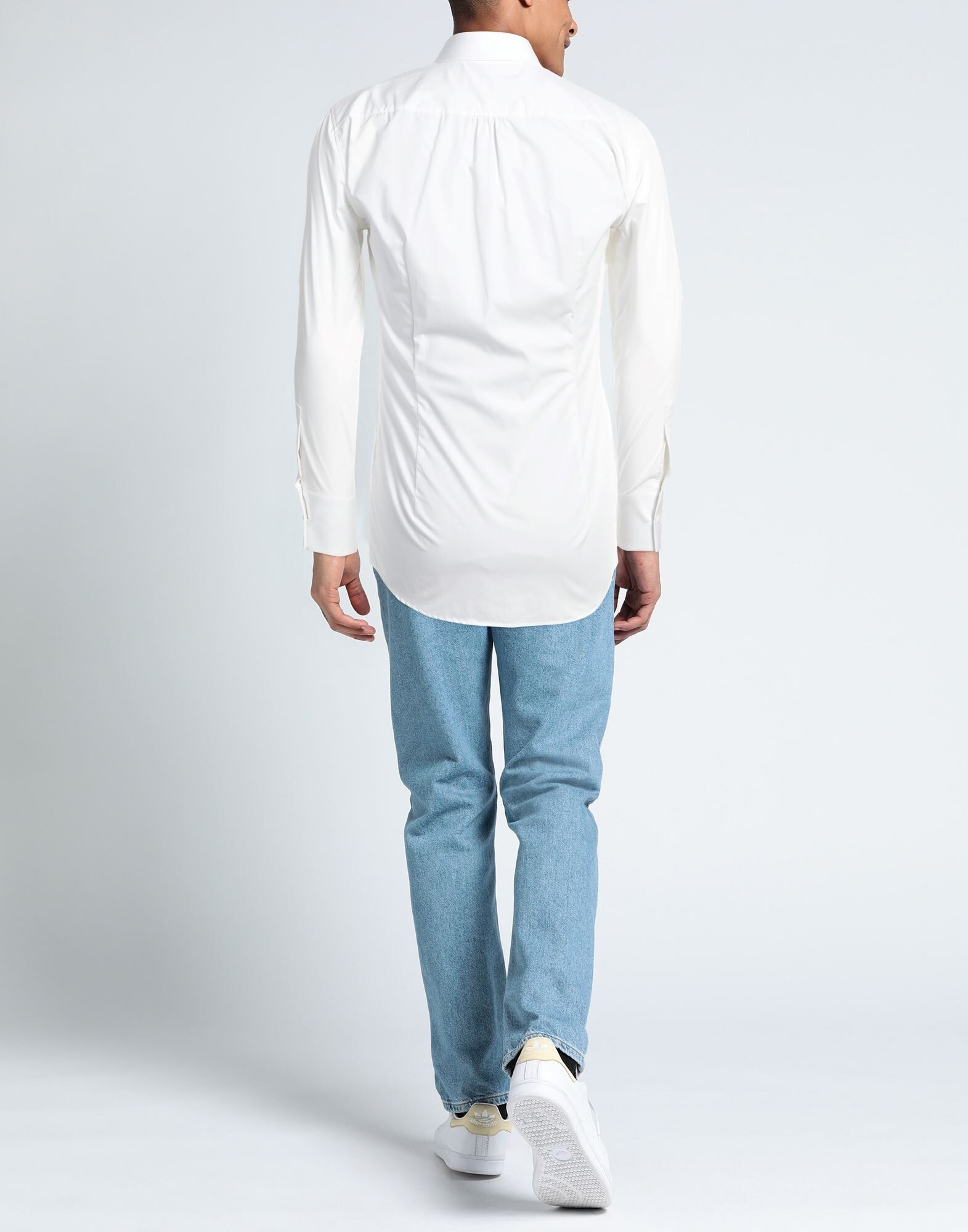 White Men's Solid Color Shirt - 3