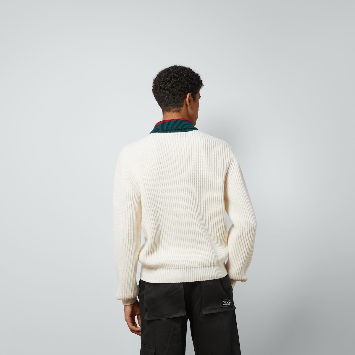 Knit wool sweater with Web - 7