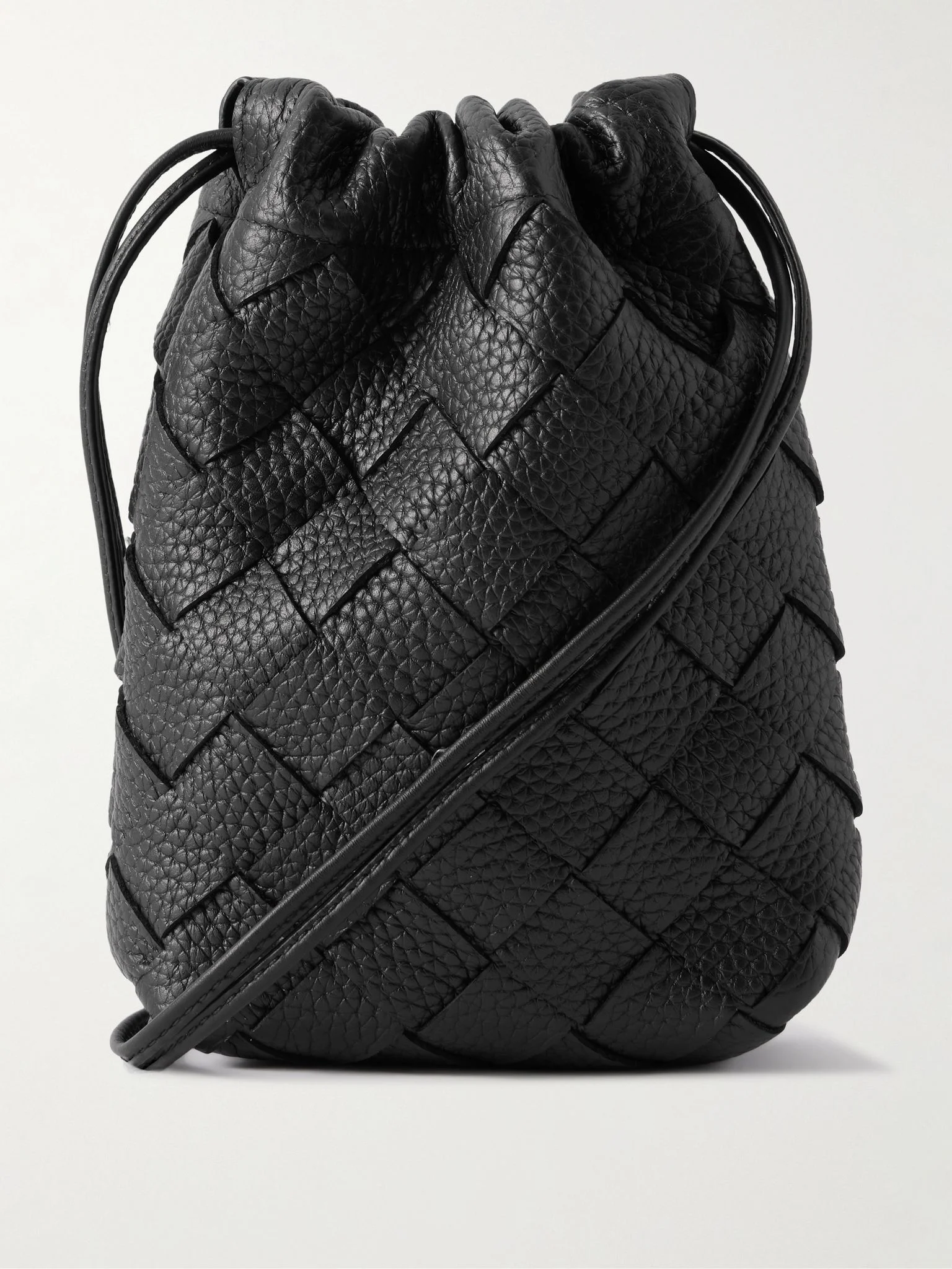 Intrecciato Full-Grain Leather Pouch Black - 1