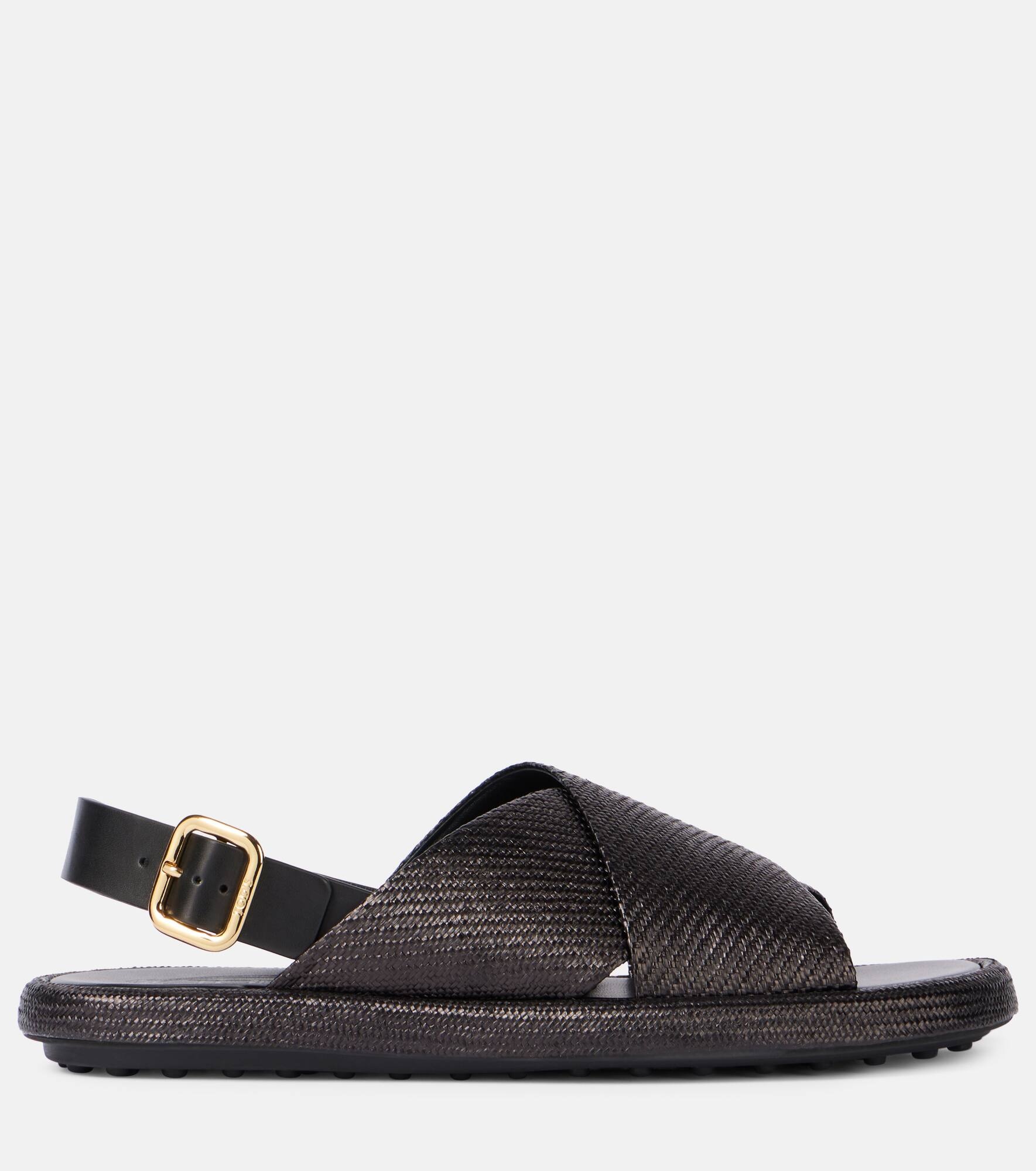 Woven leather-trimmed sandals - 4