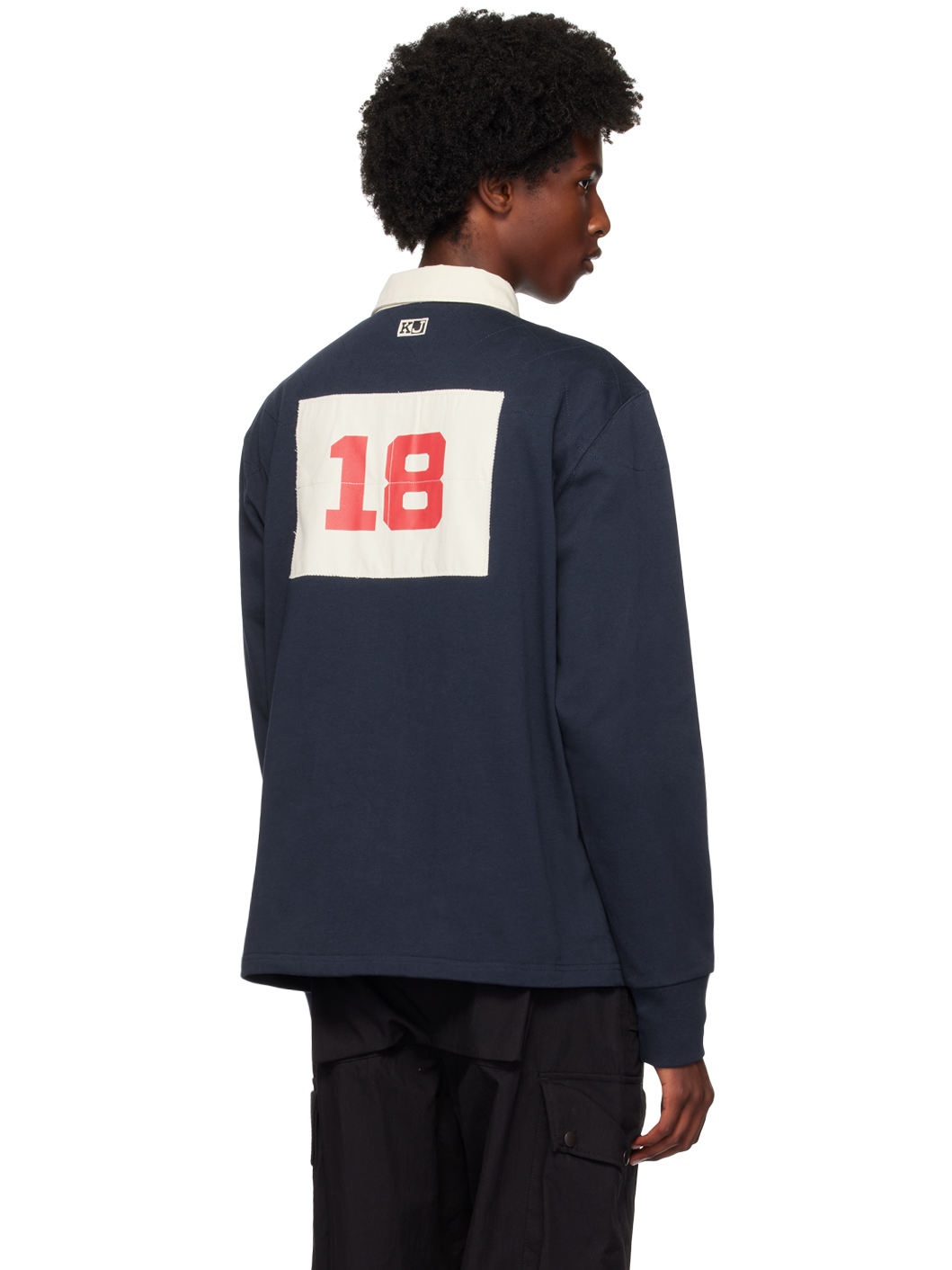 Navy Embroidered Rugby Polo - 3