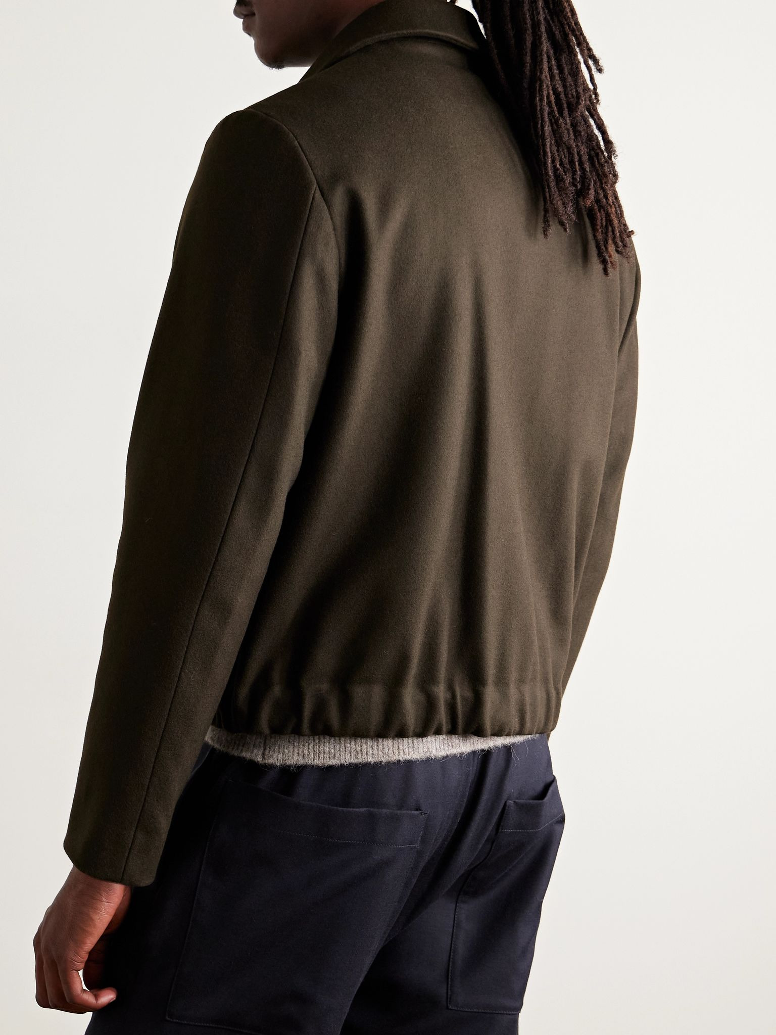 Slim-Fit Wool-Blend Felt Blouson Jacket Dark green - 4