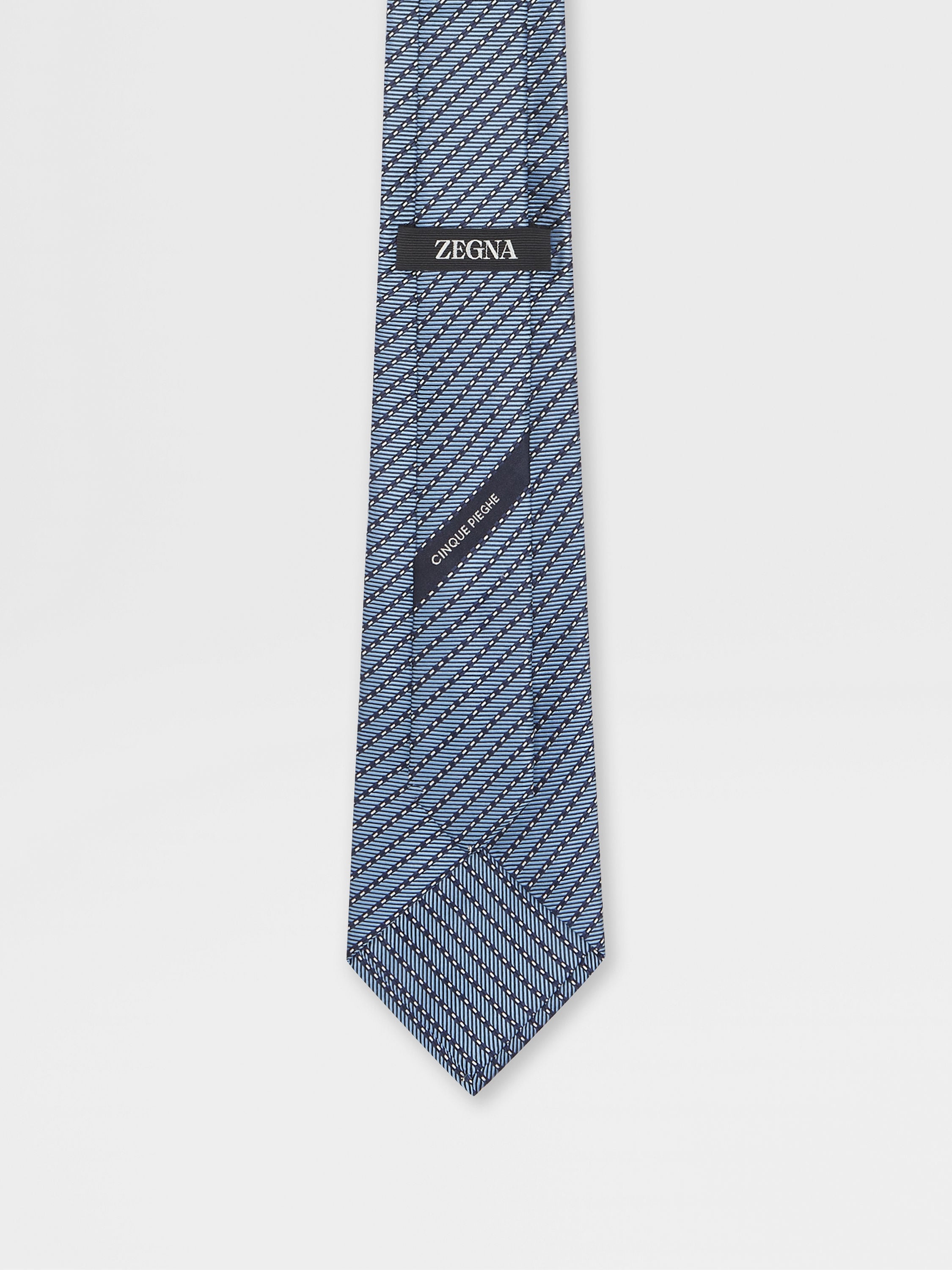 LIGHT BLUE CINQUE PIEGHE SILK TIE - 3